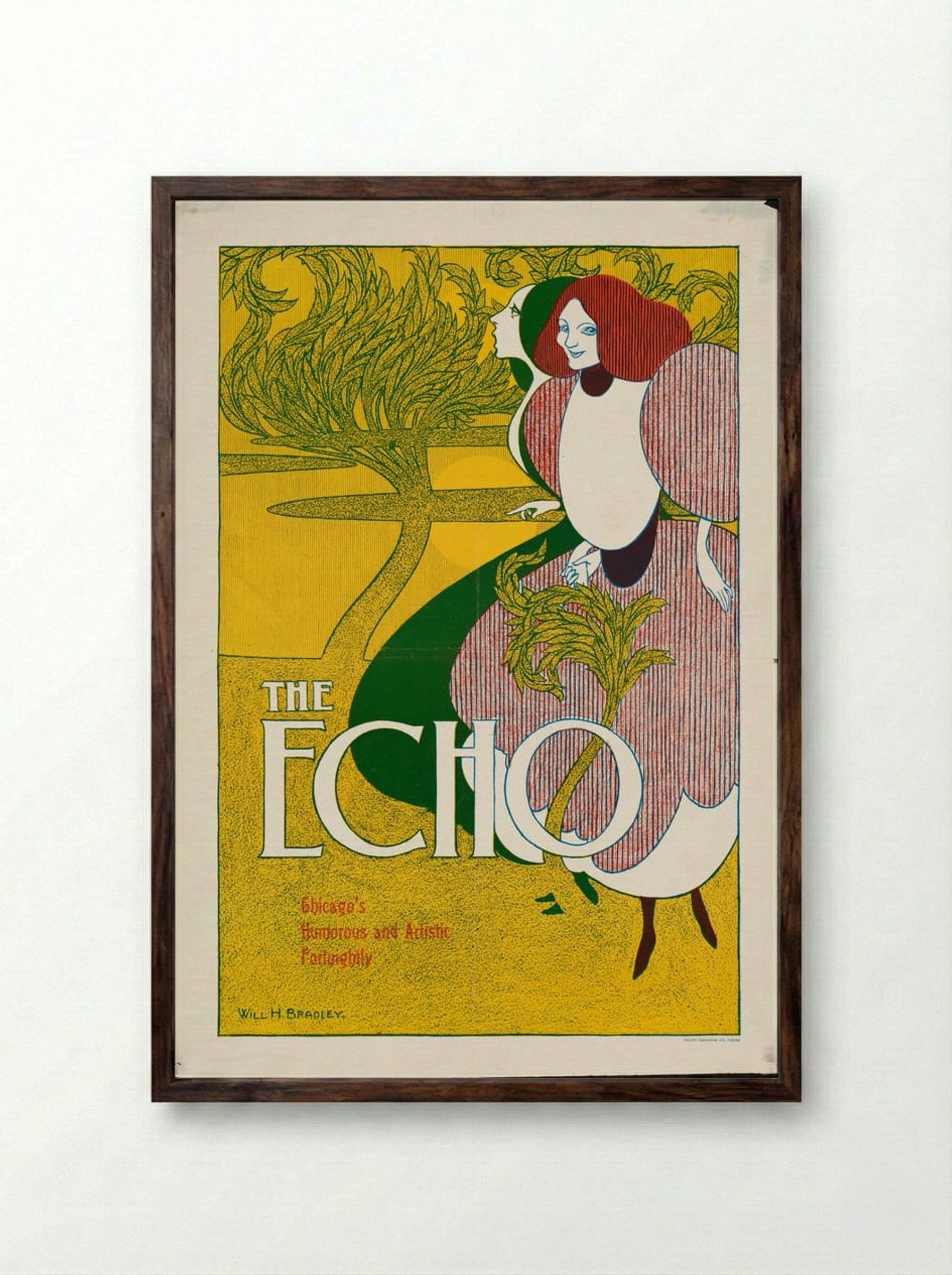 The Echo - Will H. Bradley - Framed Print Dark Wood