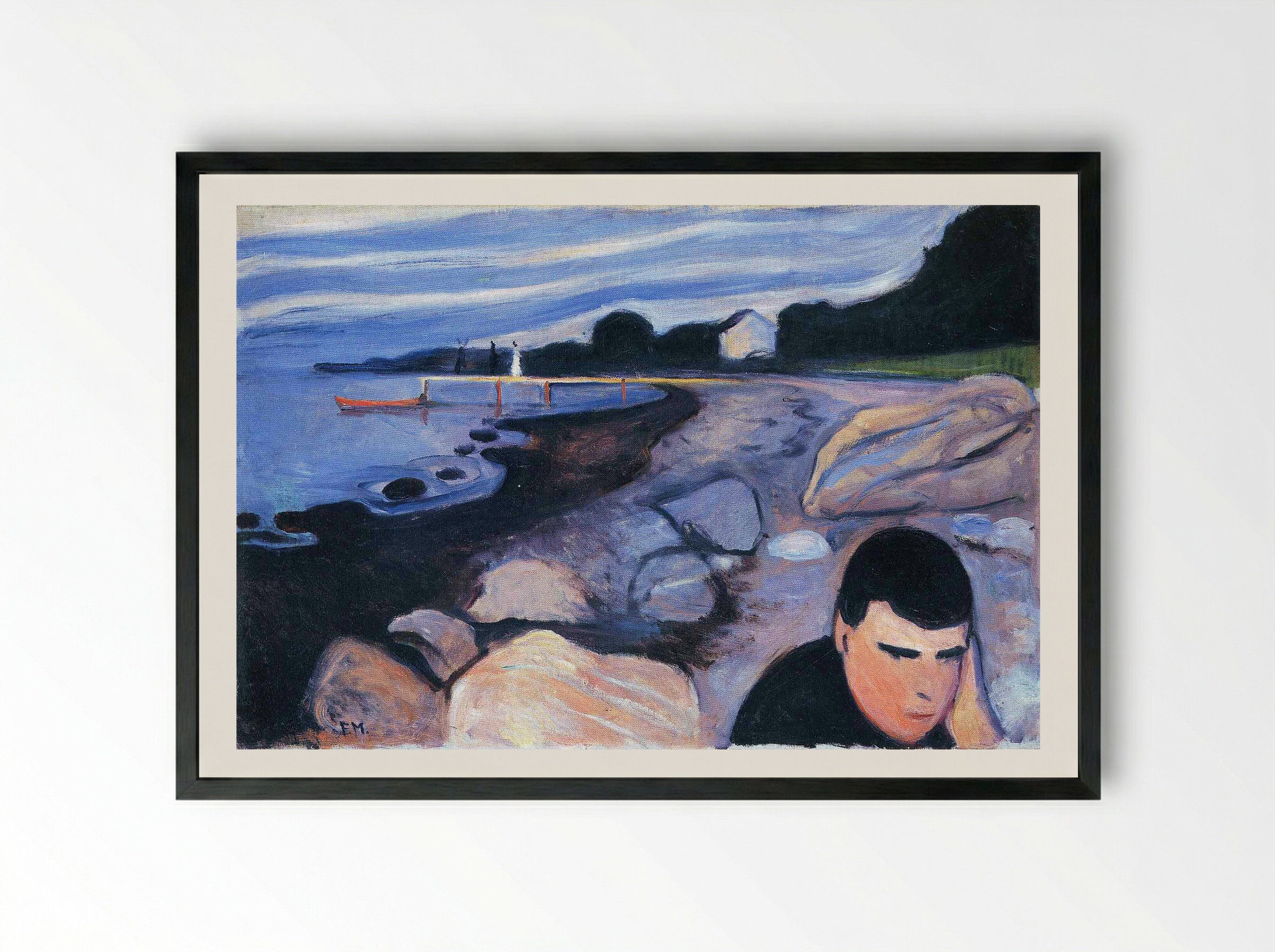 Melancholy - Edvard Munch - Framed Print Black