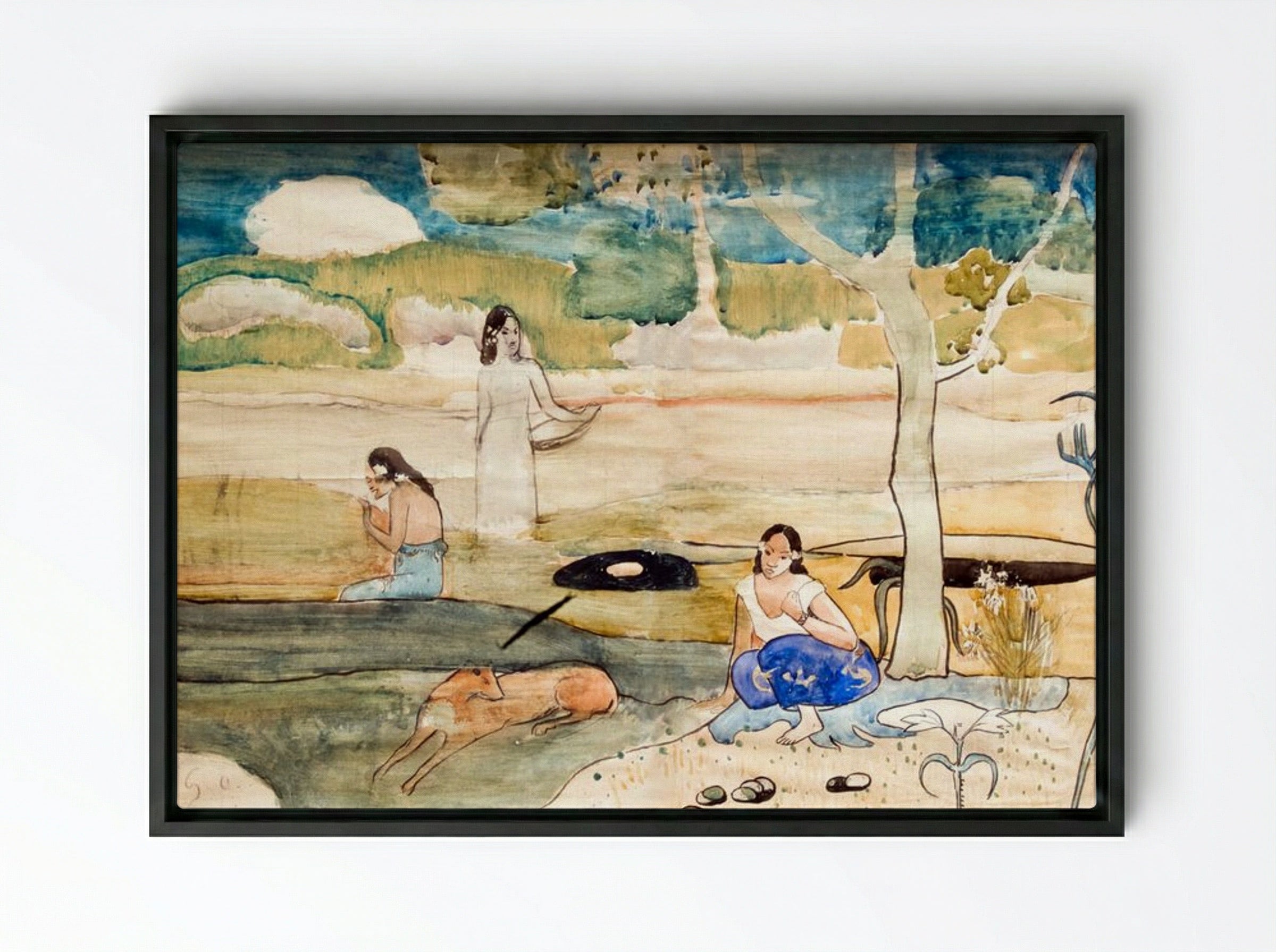 Study from Tahiti - Paul Gauguin - Framed Canvas Black