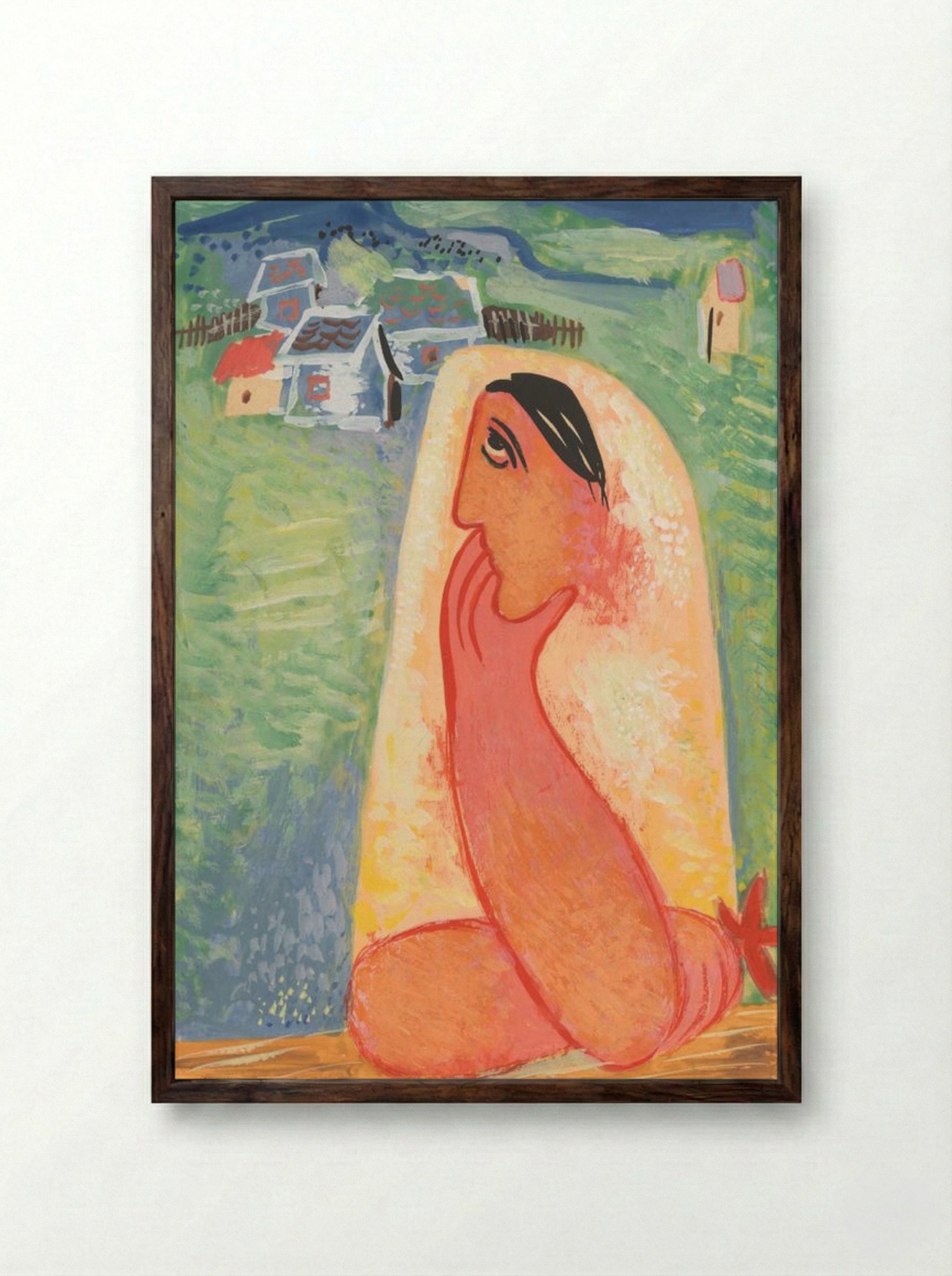 Villager - Mikuláš Galanda - Framed Print Dark Wood