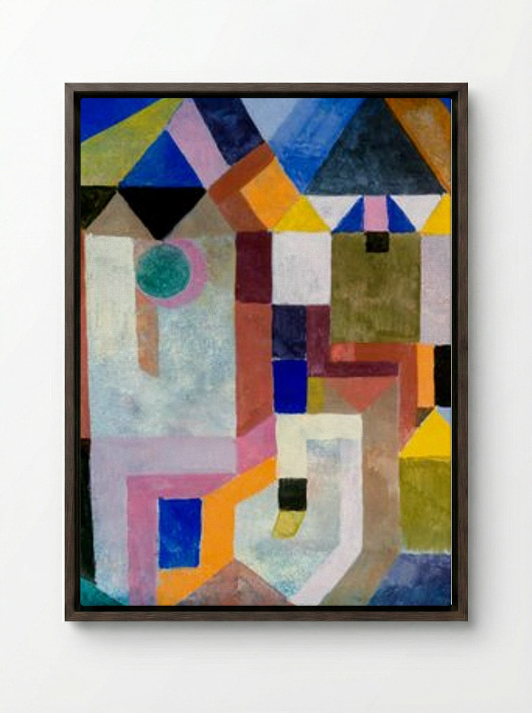 Colorful Architecture - Paul Klee - Framed Canvas Dark Wood