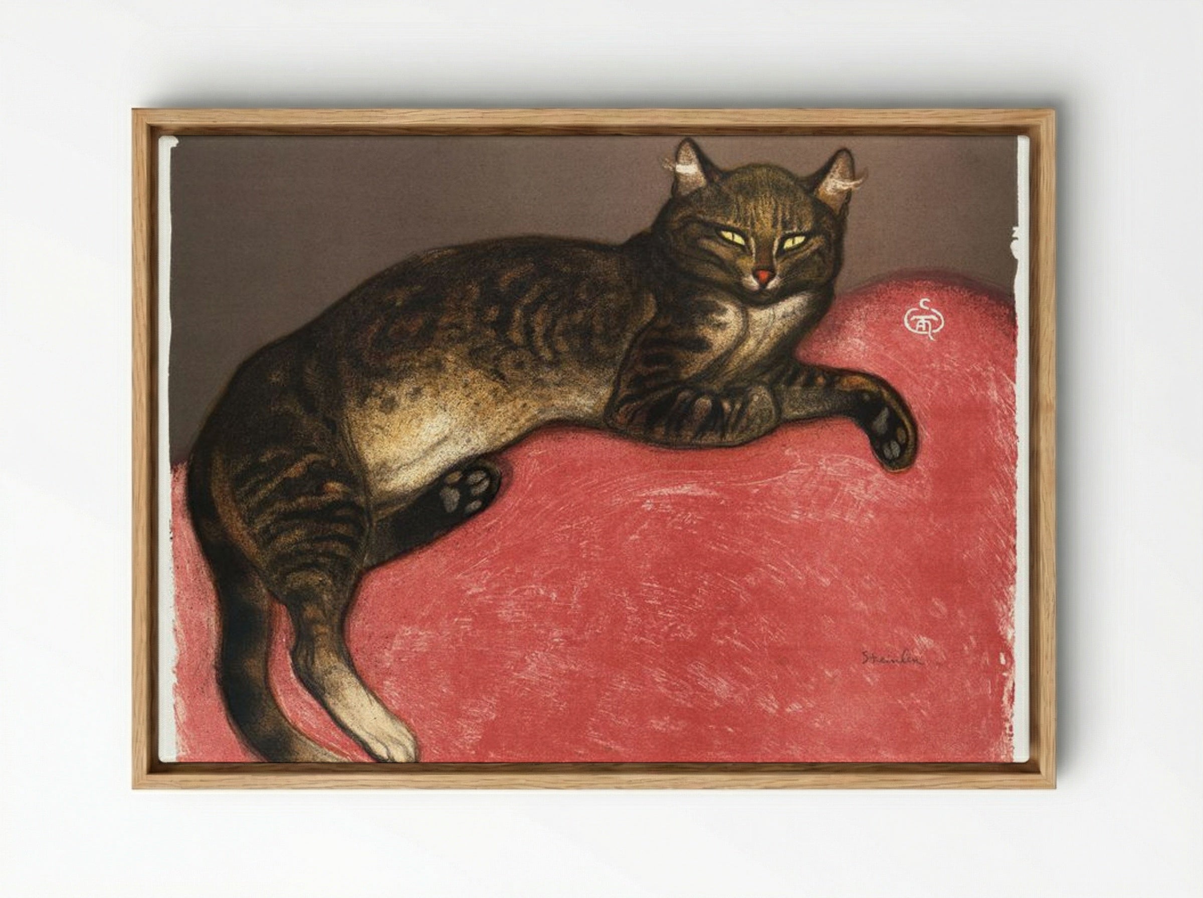 L'Hiver, Chat sur un Coussin - Théophile Alexandre Steinlen - Framed Canvas Wood