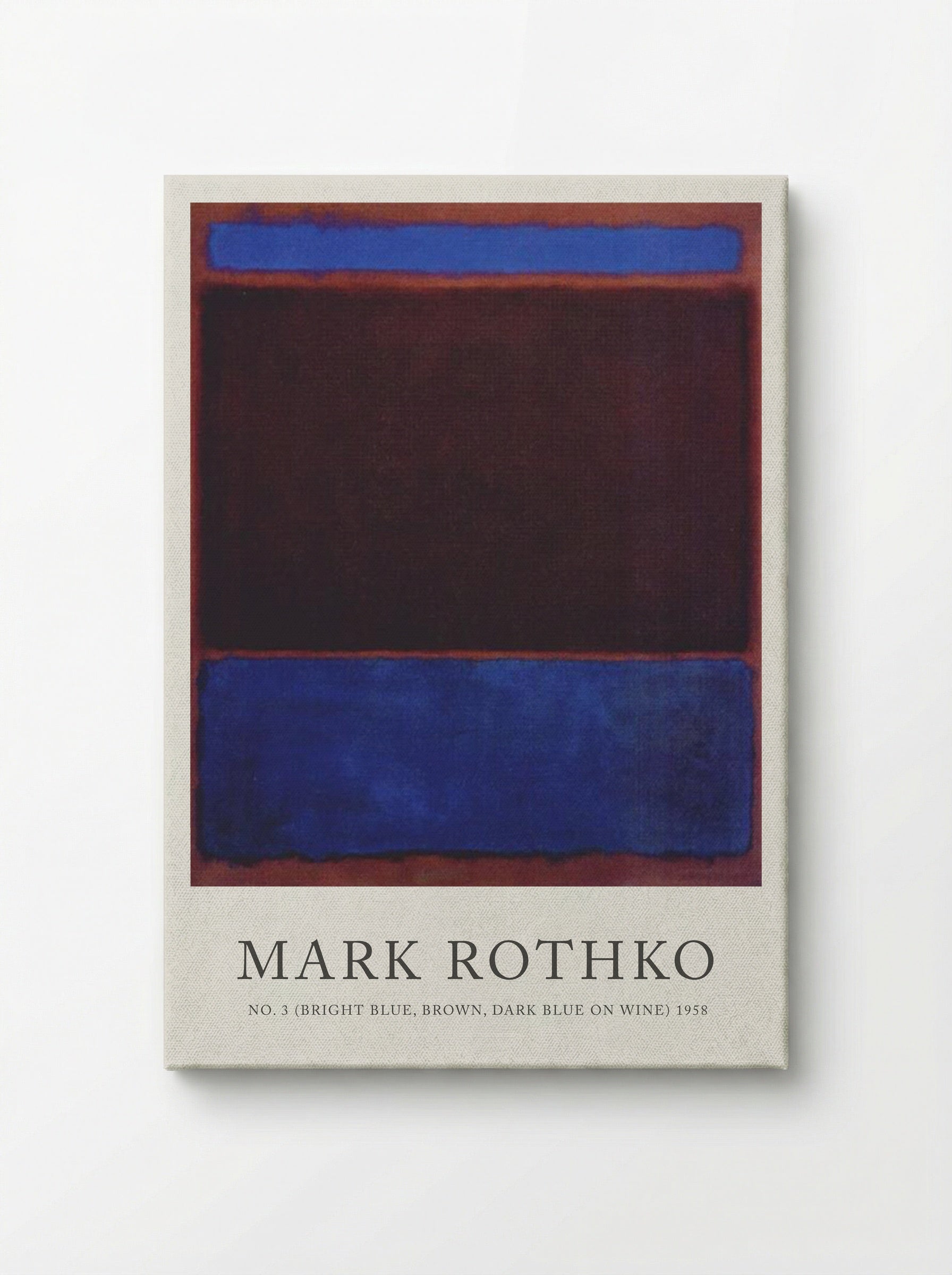 No. 3 (Bright Blue, Brown, Dark Blue on Wine) - Mark Rothko - Canvas