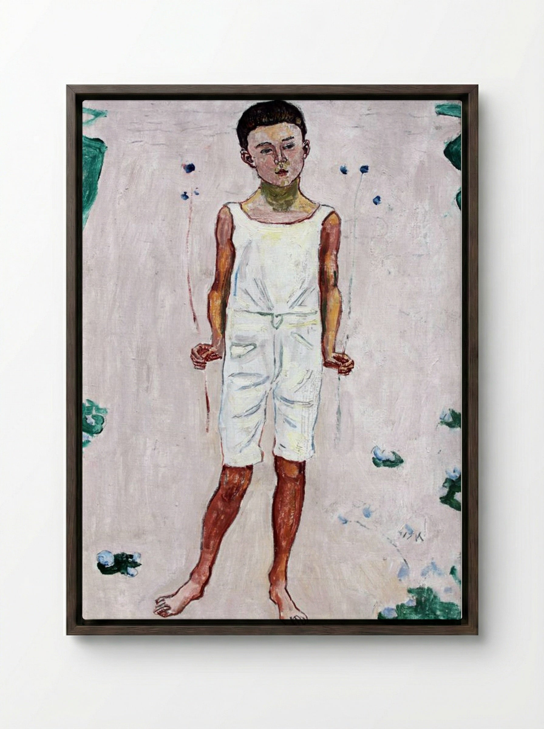 Childhood - Ferdinand Hodler - Framed Canvas Dark Wood