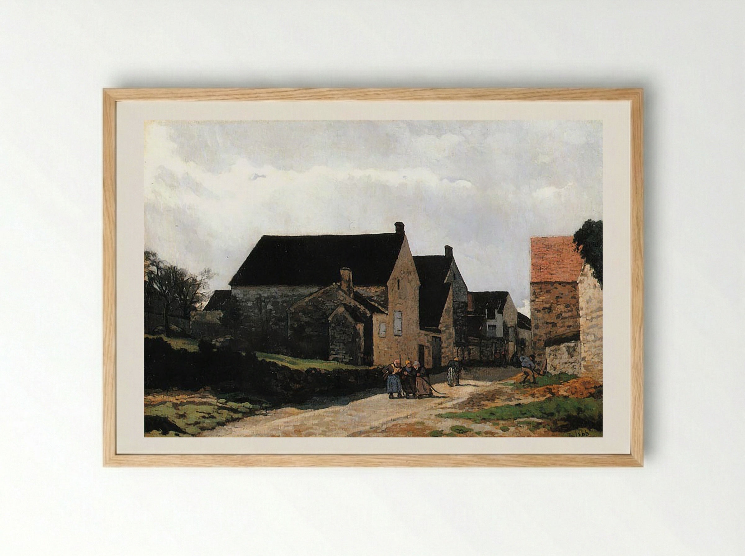 Street of Marlotte (also known as Women Going to the Woods) - Ludovic Piette - Framed Print Wood