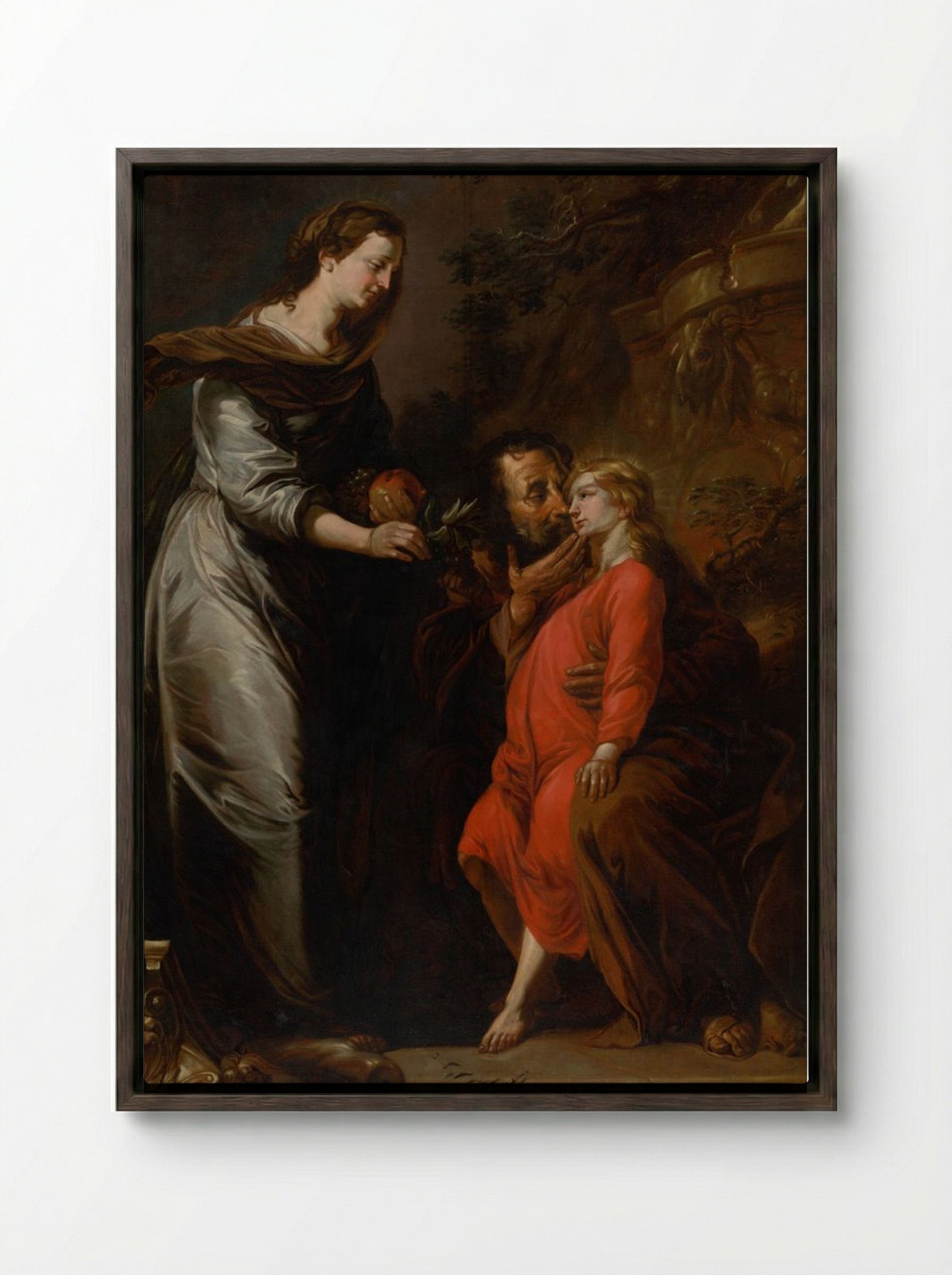 The Marriage of Saint Catherine - Bartolomé Esteban Murillo - Framed Canvas Dark Wood