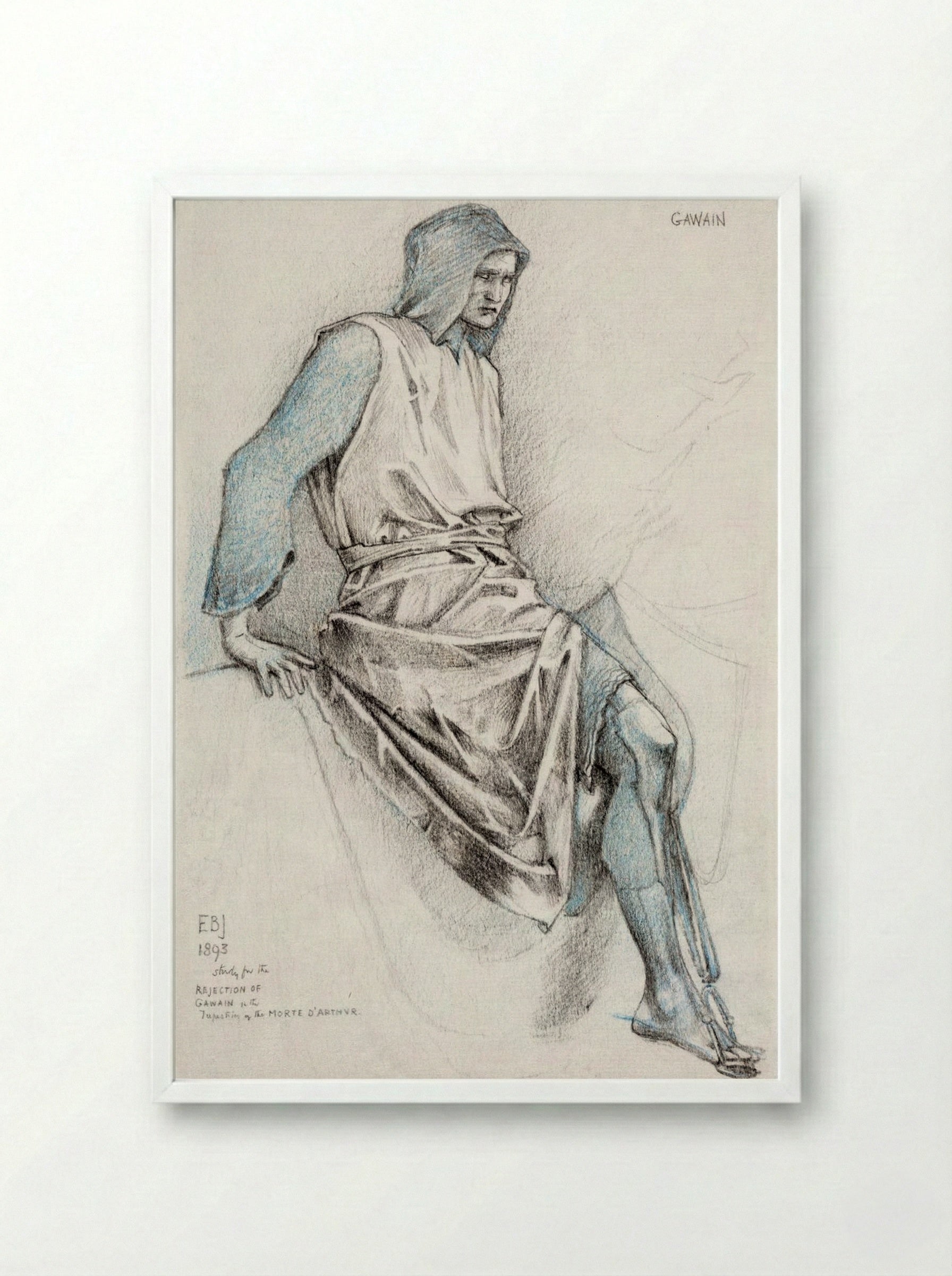 Study for 'The Failure of Gawaine' - Edward Burne-Jones - Framed Print White