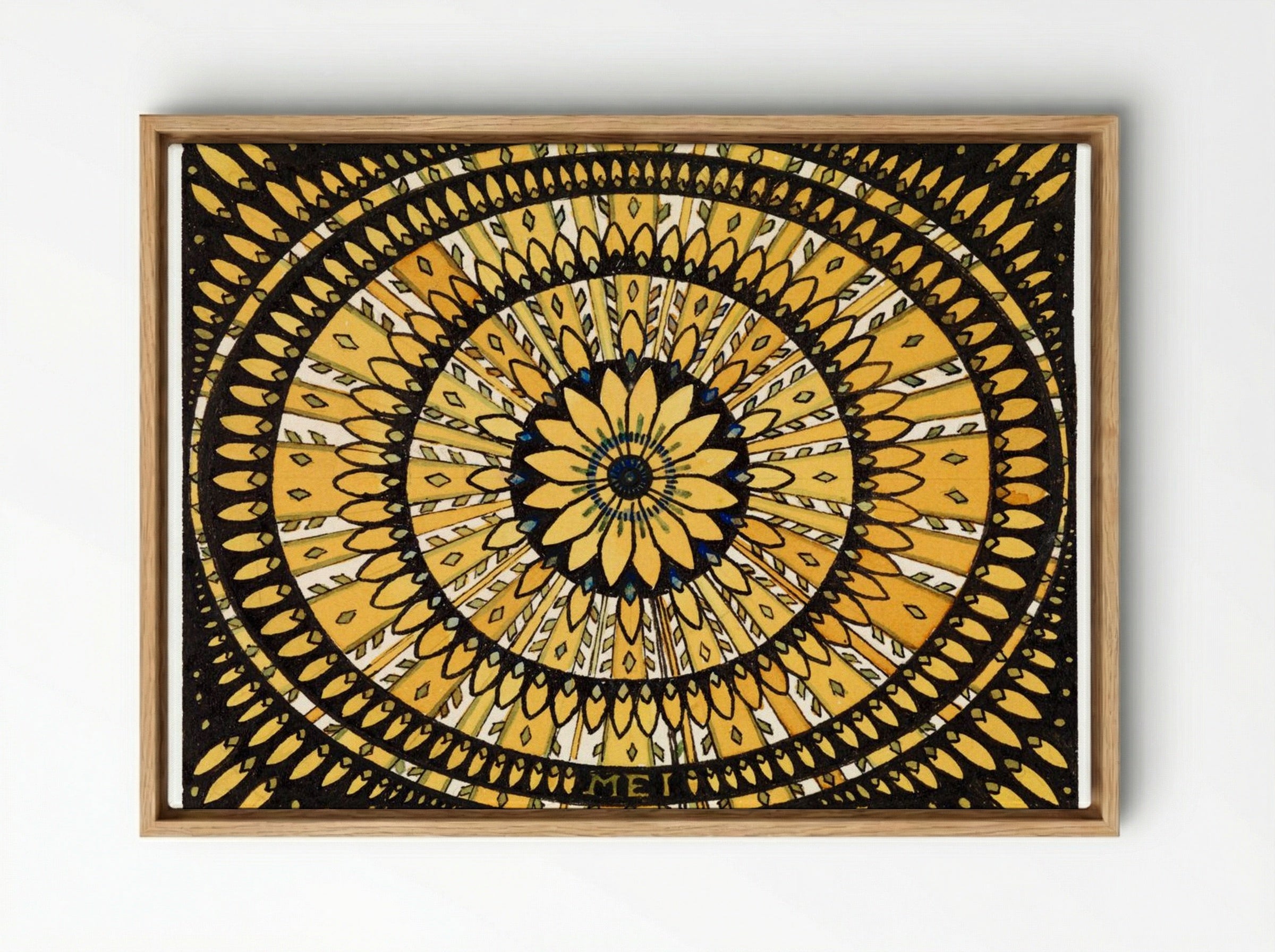 Rosette from Stylized Flowers and Leaves - Julie de Graag - Framed Canvas Wood