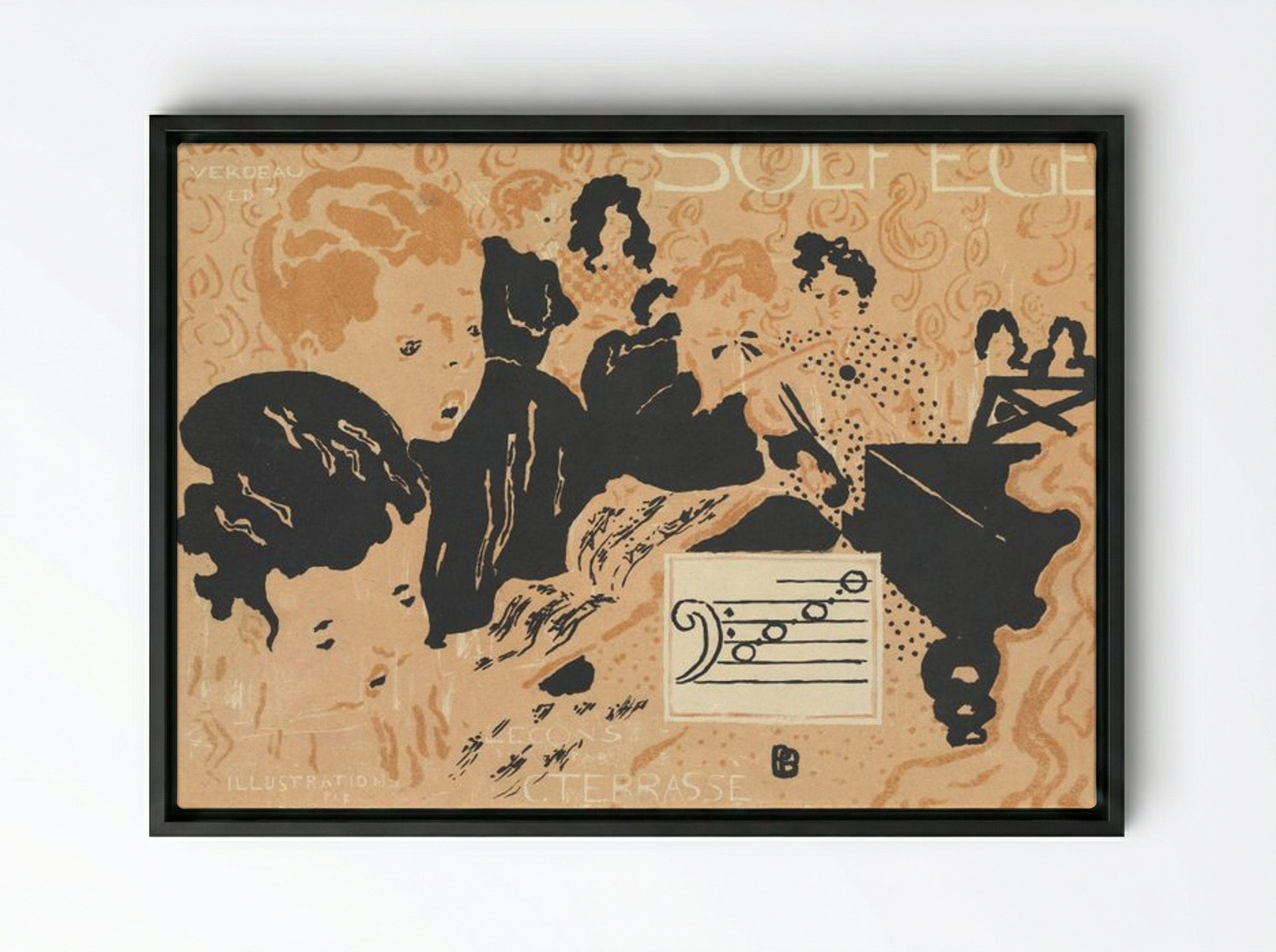 Preliminary Cover Design for Petit Solfège Illustré - Pierre Bonnard - Framed Canvas Black