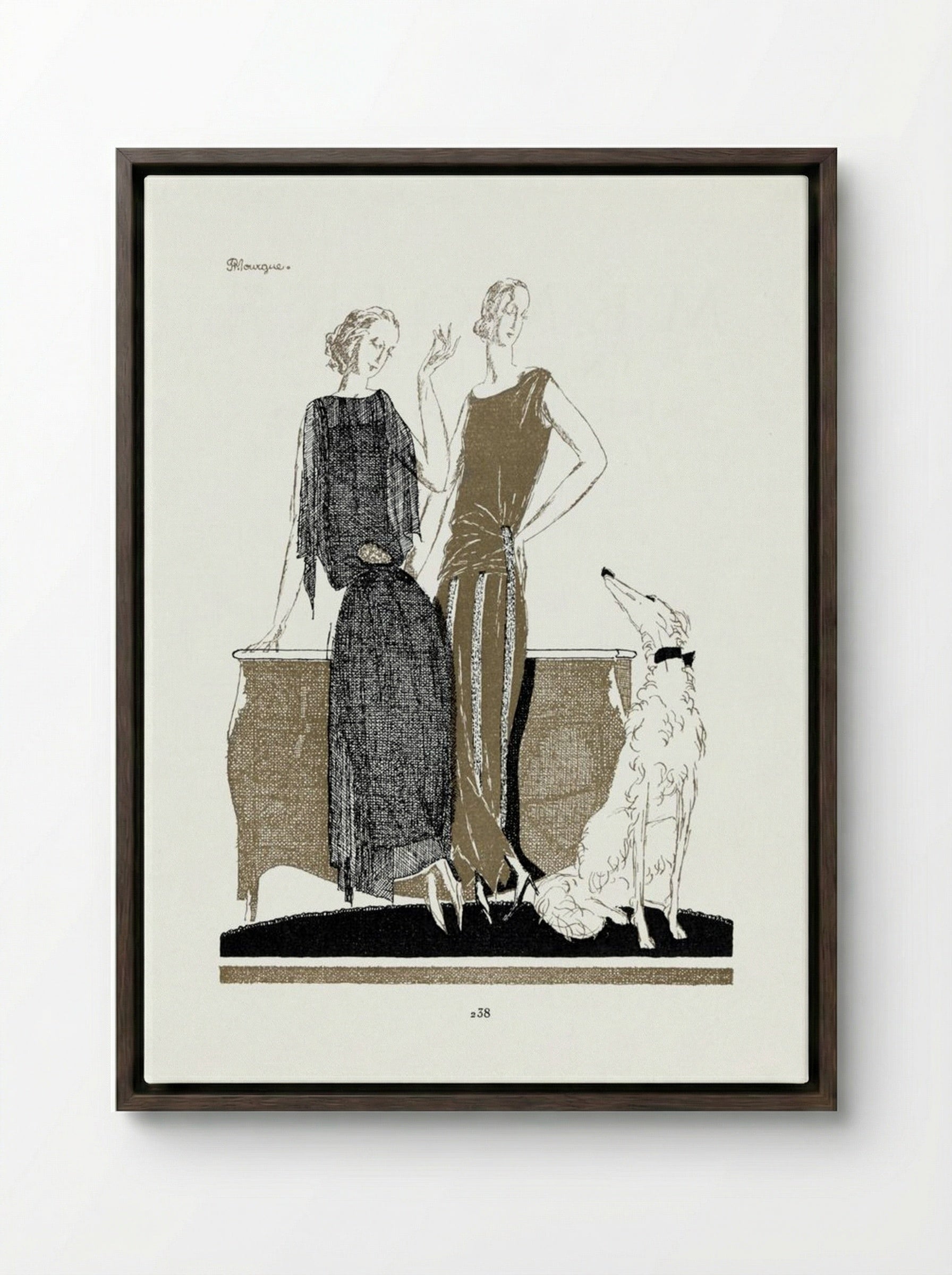 Two Dresses by Doeuillet - Pierre Morgue - Framed Canvas Dark Wood
