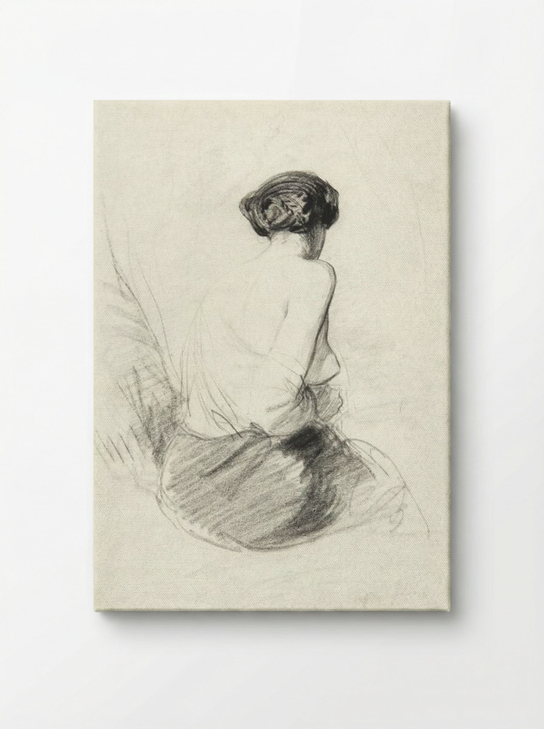 Woman Seated, Seen from Back (Nude Study) - Paul Gavarni - Canvas