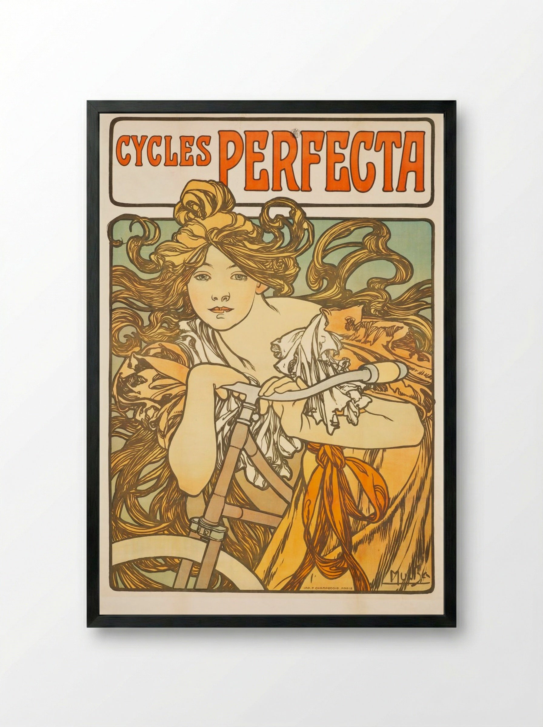 Cycles Perfecta - Alphonse Mucha - Framed Print Black