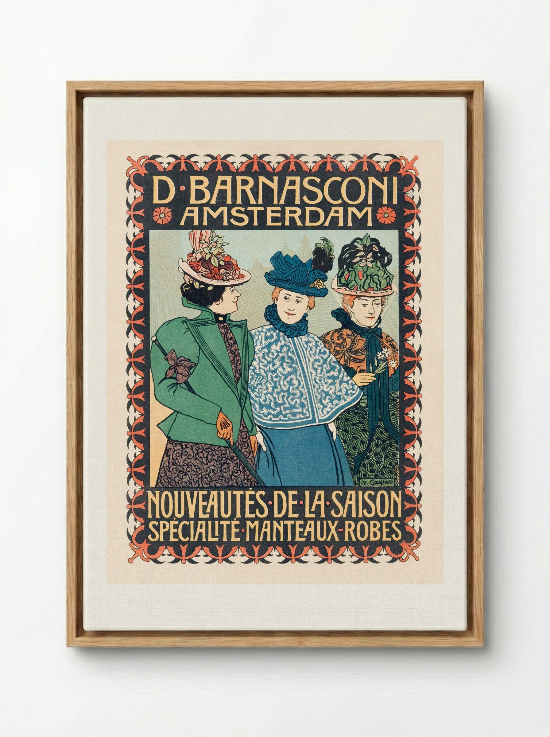 Advertentie van kledingzaak D. Barnasconi in Amsterdam - Johann Georg van Caspel - Framed Canvas Wood