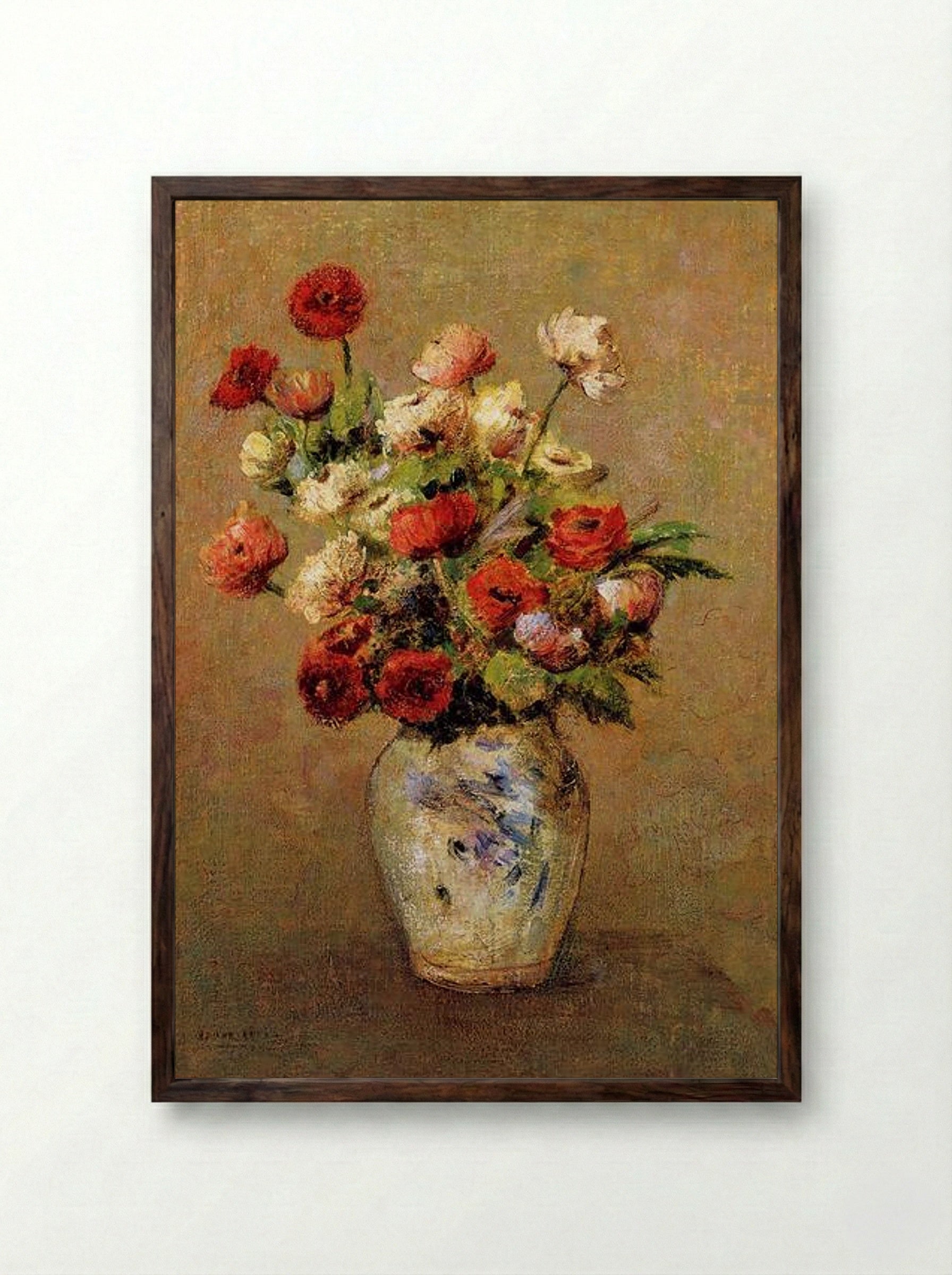 Bouquet of Flowers - Odilon Redon - Framed Print Dark Wood