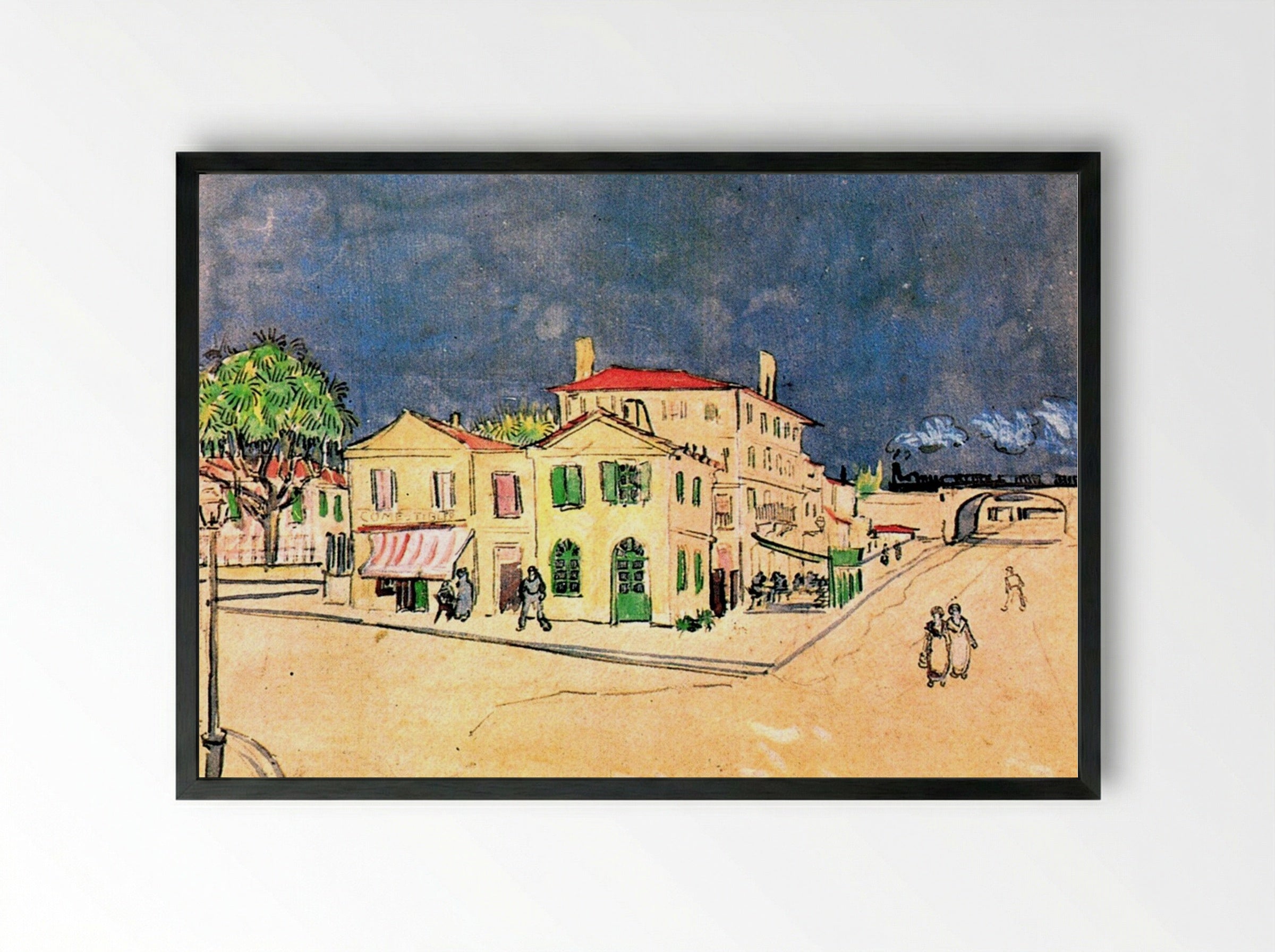 The Yellow House (Vincent's House in Arles) - Vincent van Gogh - Framed Print Black