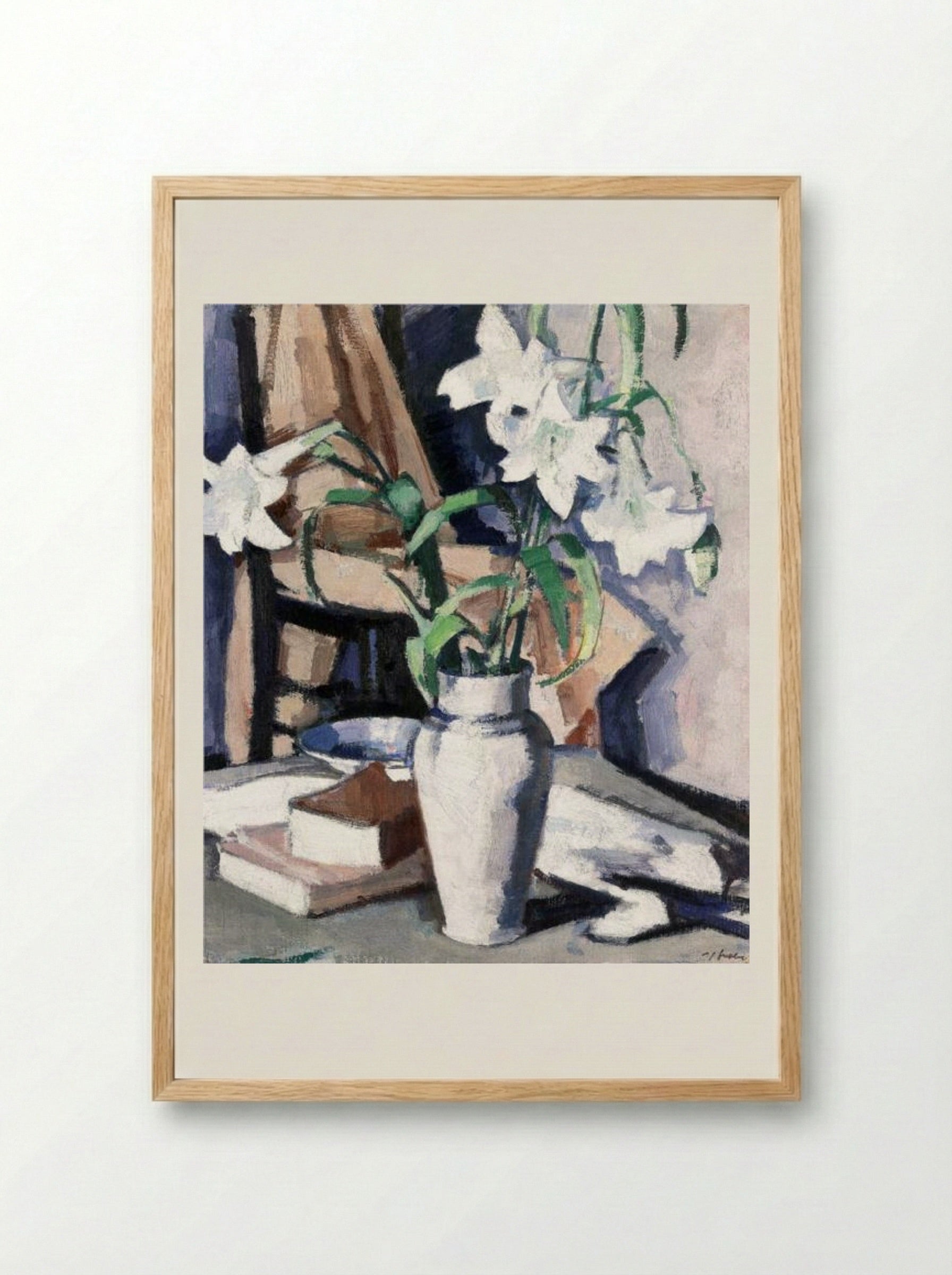 White Lilies - Samuel Peploe - Framed Print Wood