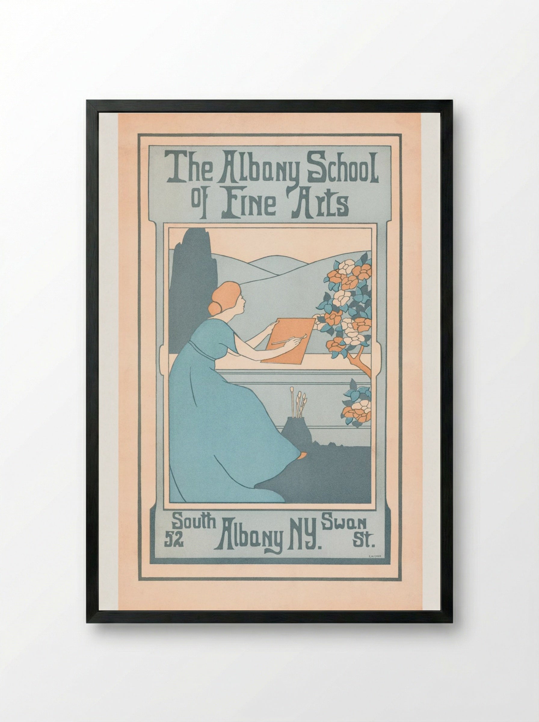 The Albany School of Fine Arts, 52 South Swan St., Albany, NY - E.M. Enos - Framed Print Black