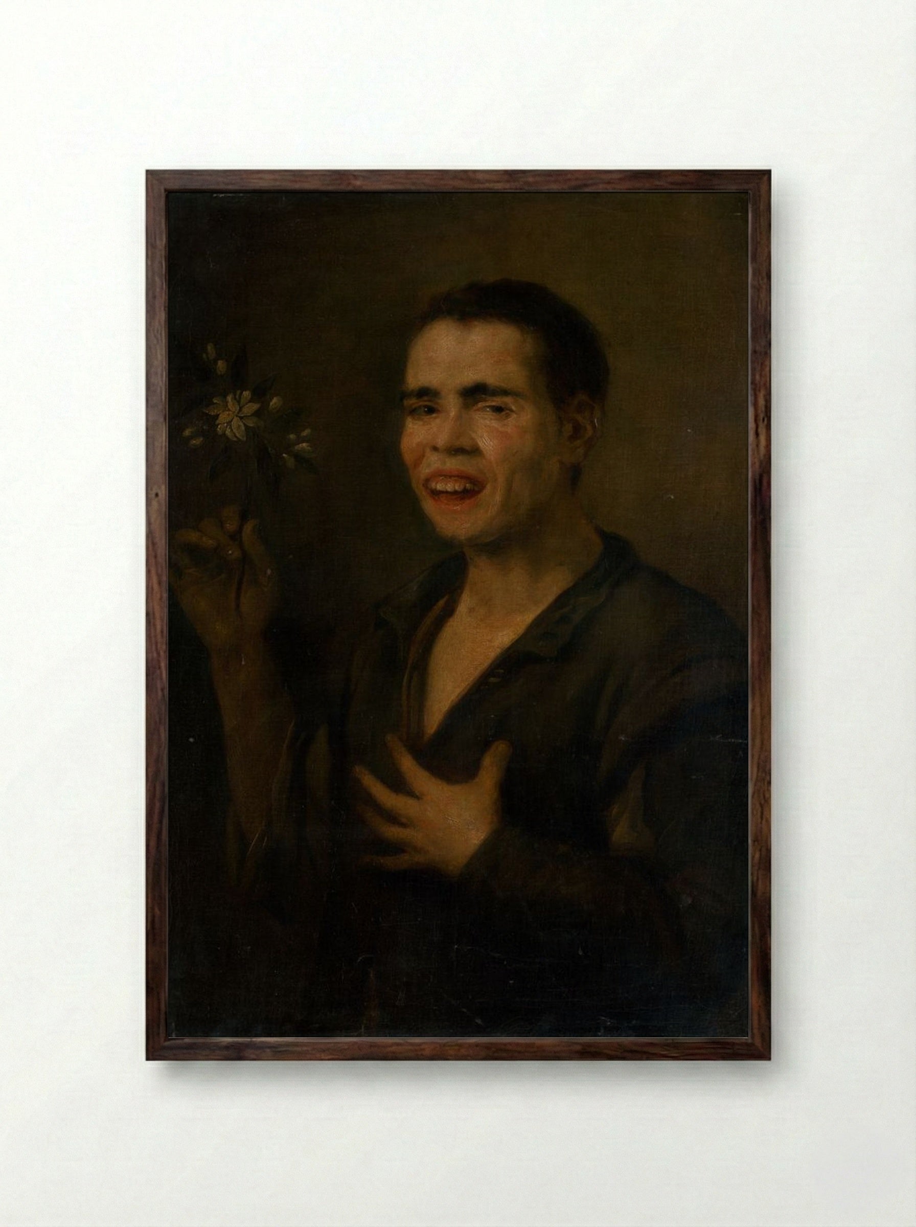 Boy with Orange Blossom - Bartolomé Esteban Murillo - Framed Print Dark Wood