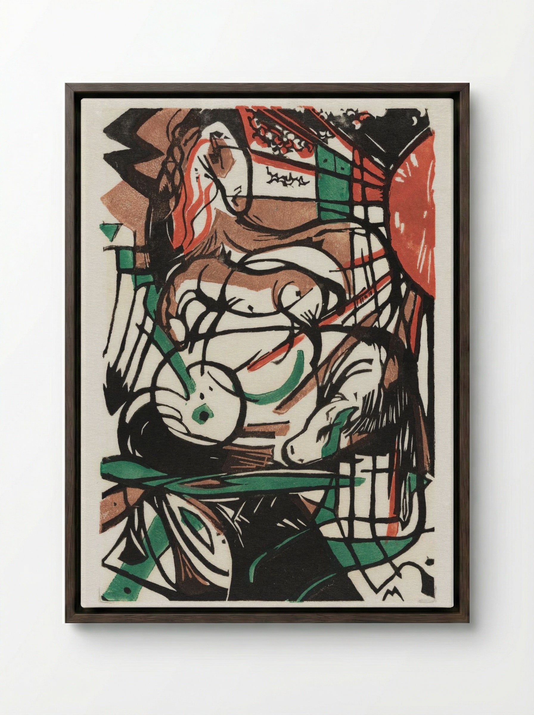 The Birth of Horses - Franz Marc - Framed Canvas Dark Wood