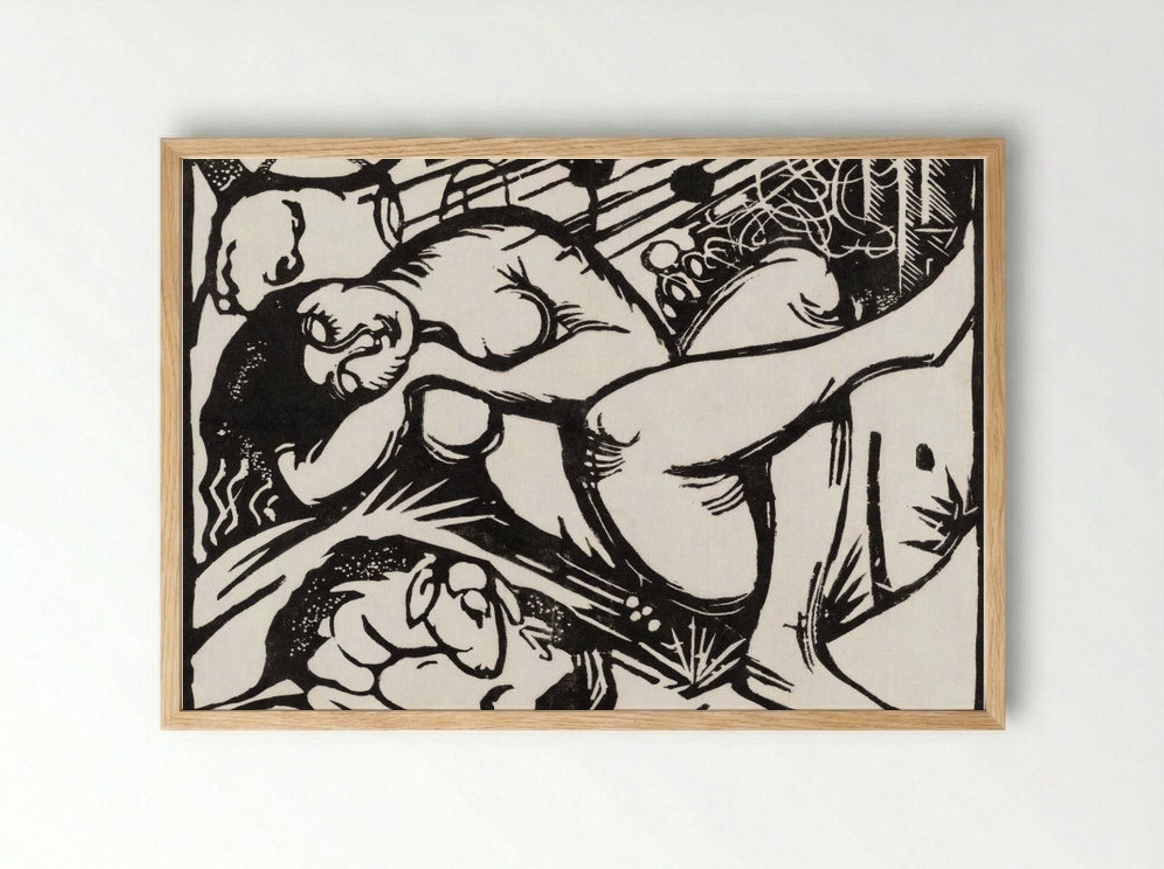 Sleeping Shepherdess - Franz Marc - Framed Print Wood