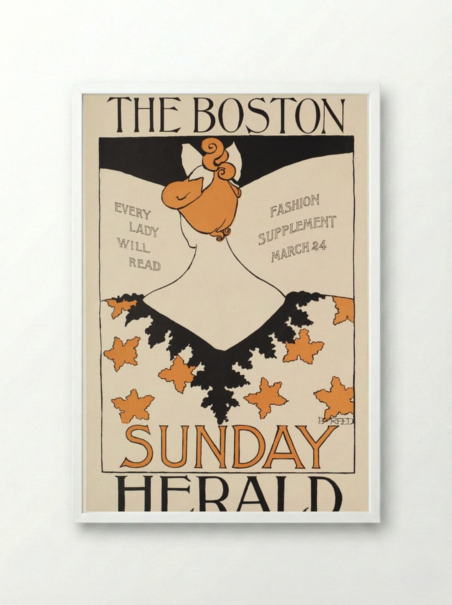The Boston Sunday Herald, Fashion Supplement, March 24 - Ethel Reed - Framed Print White