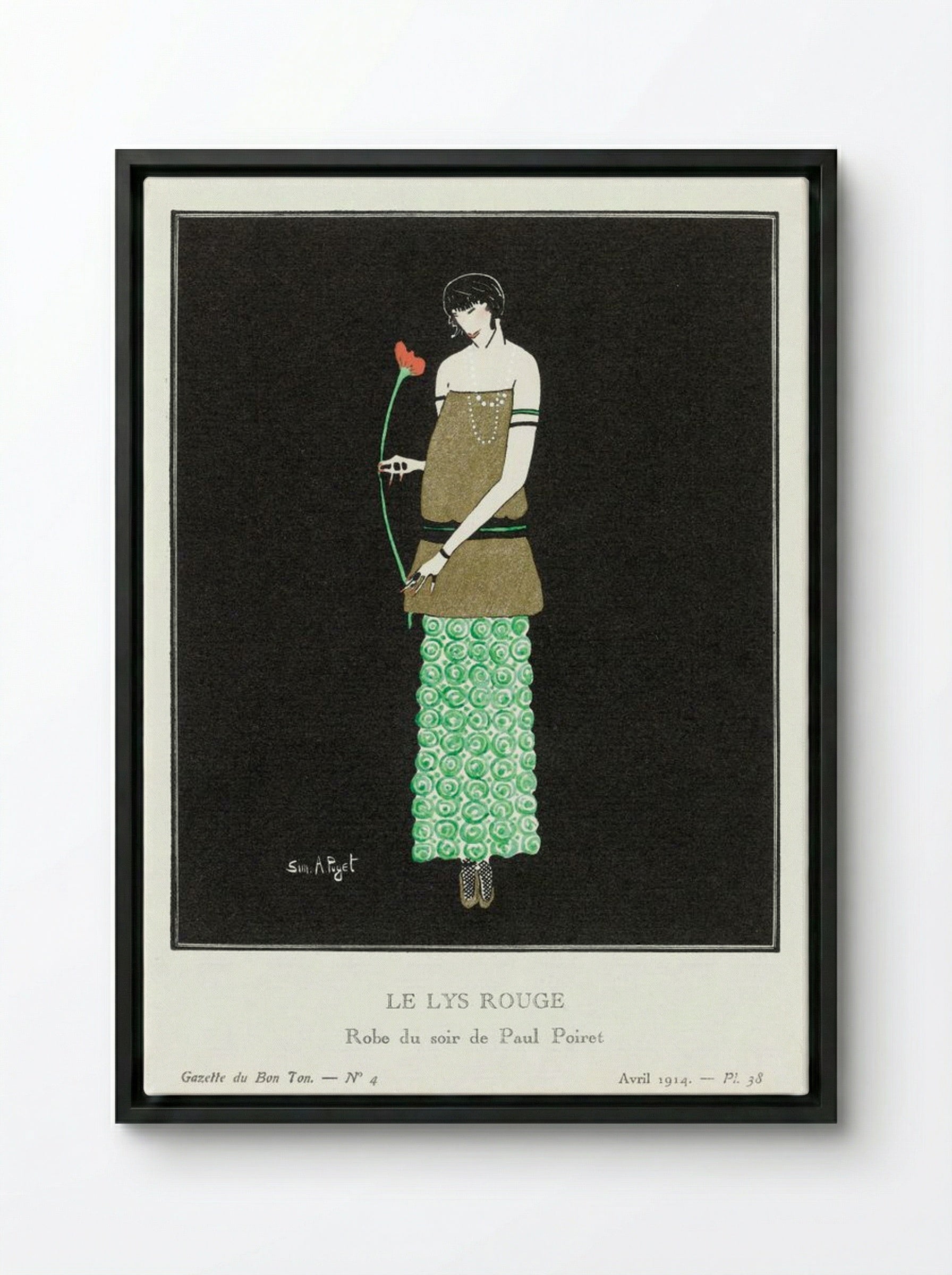 Le Lys Rouge, Robe du Soir de Paul Poiret - Simone A. Puget - Framed Canvas Black