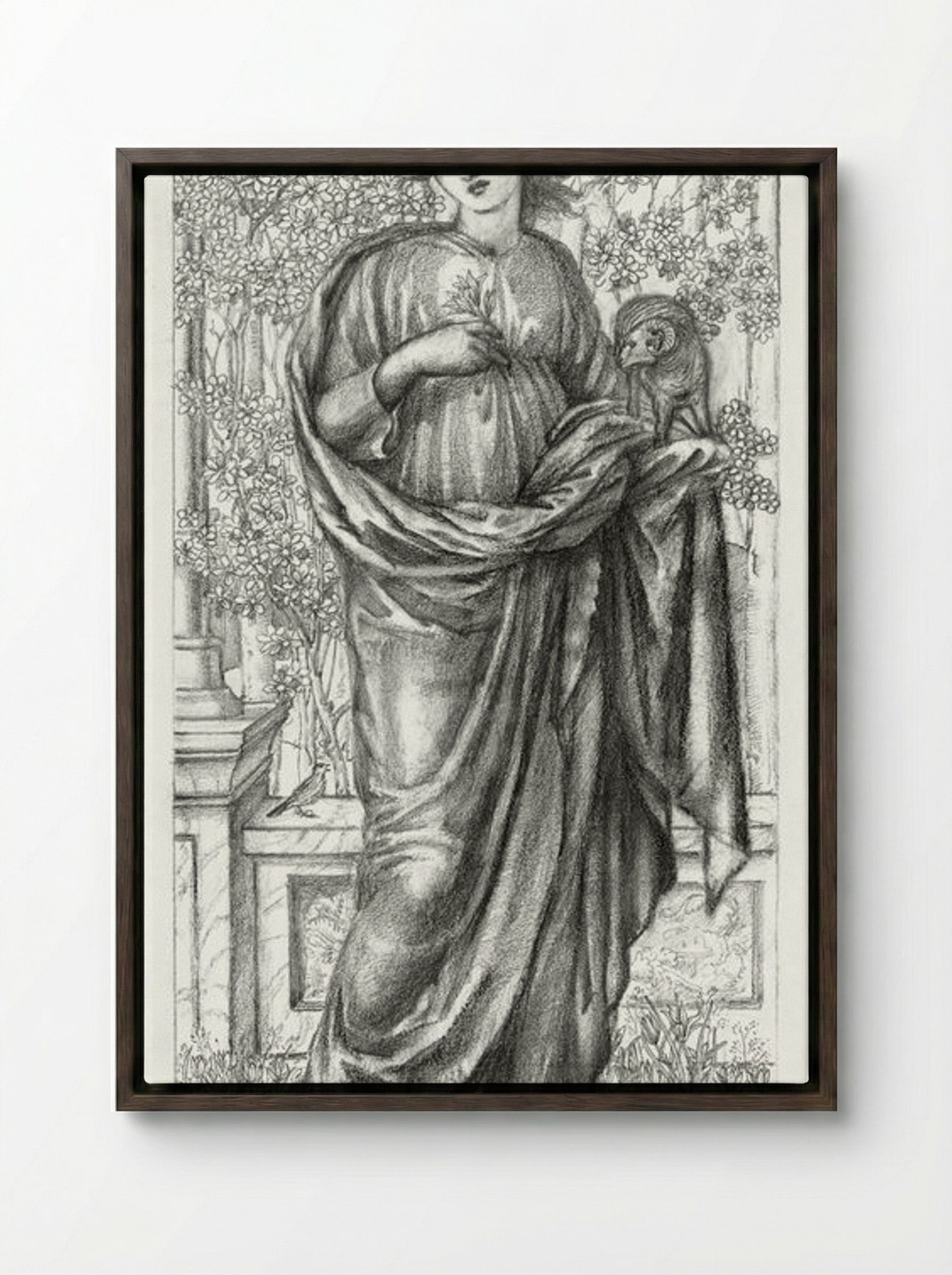 The Month of March - Edward Burne-Jones - Framed Canvas Dark Wood