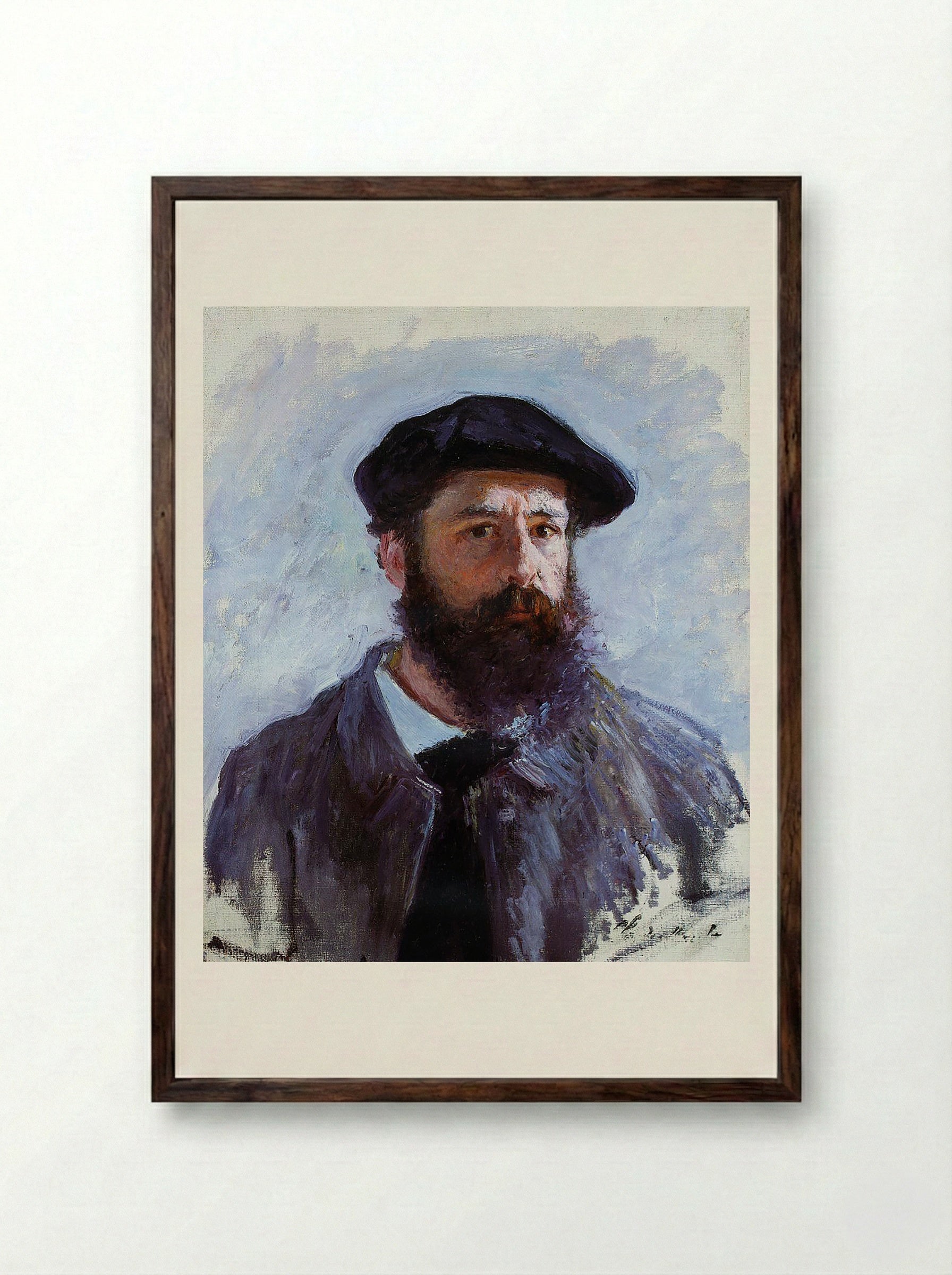 Self-Portrait with a Beret - Claude Monet - Framed Print Dark Wood