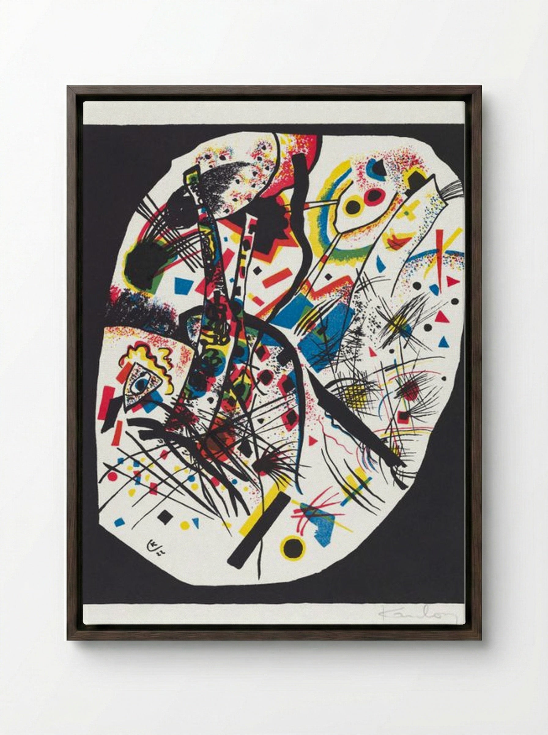 Kleine Welten III (Small Worlds III) - Wassily Kandinsky - Framed Canvas Dark Wood