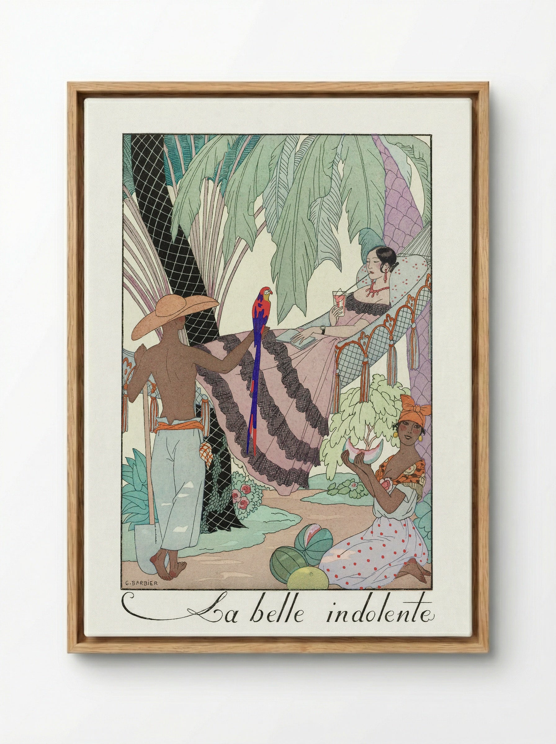 La Belle Indolente - George Barbier - Framed Canvas Wood