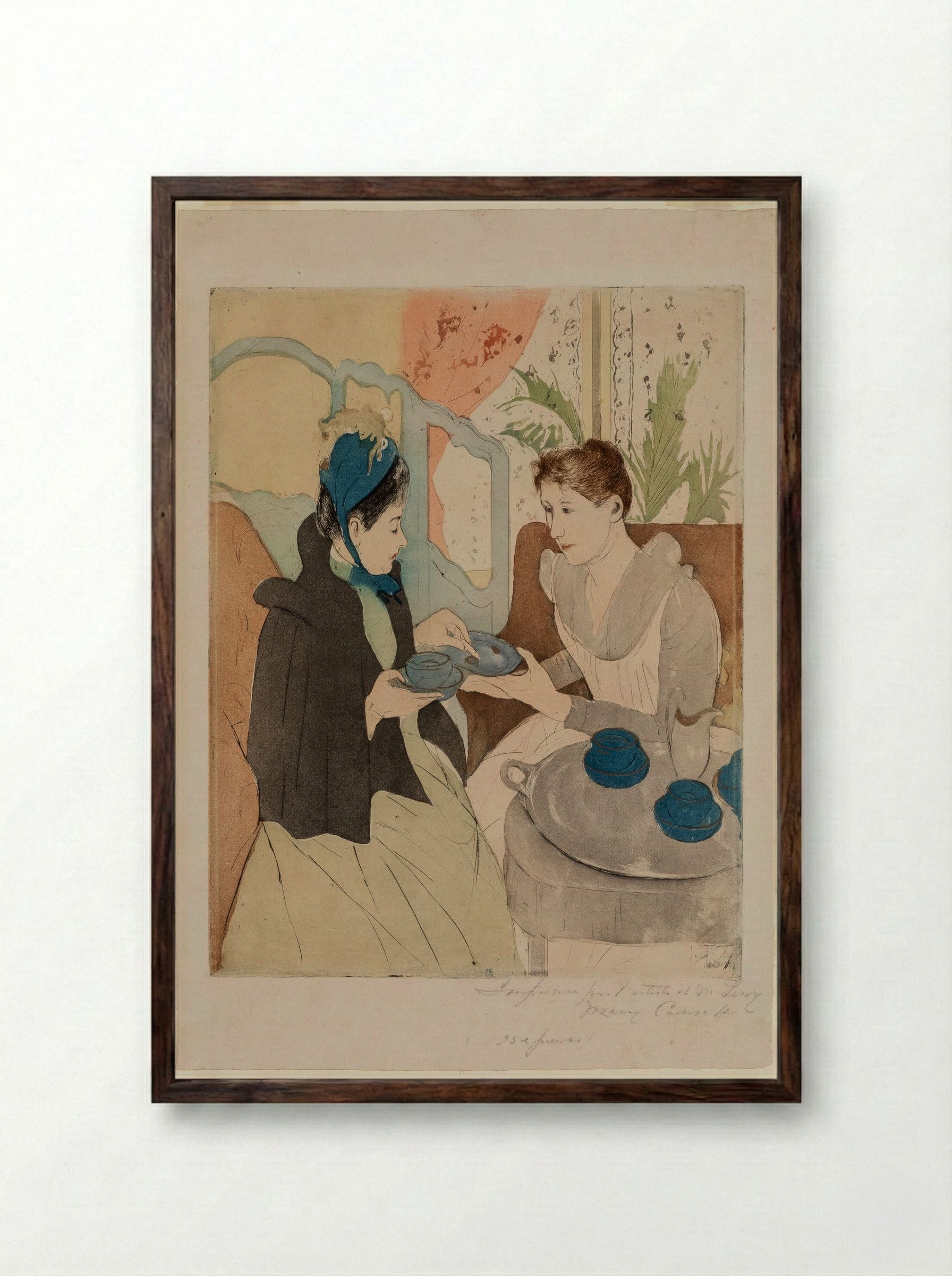 Afternoon Tea Party - Mary Cassatt - Framed Print Dark Wood