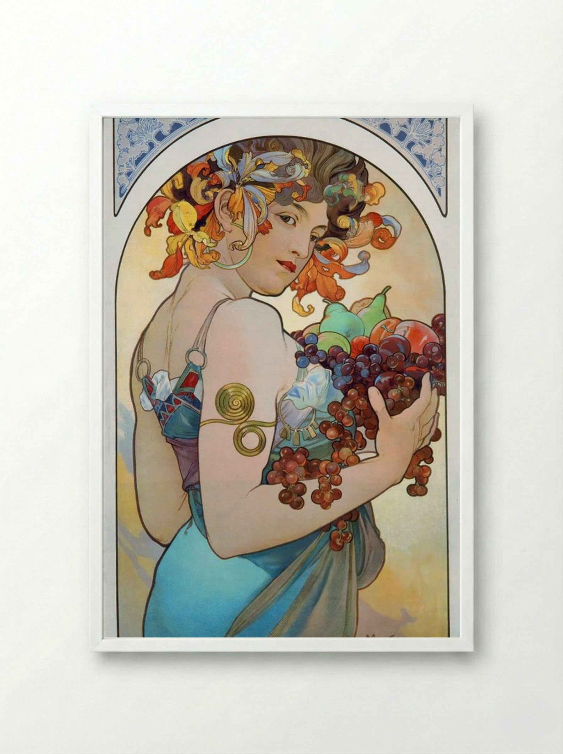 Fruit - Alphonse Mucha - Framed Print White