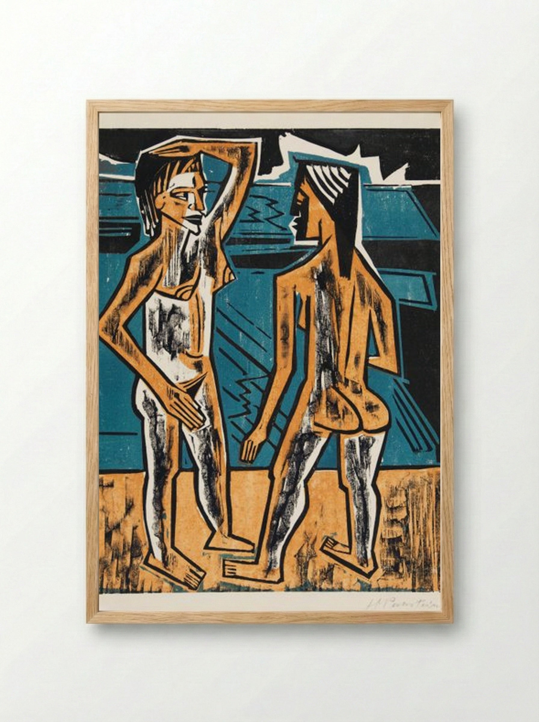 Two Standing Nudes - Max Pechstein - Framed Print Wood