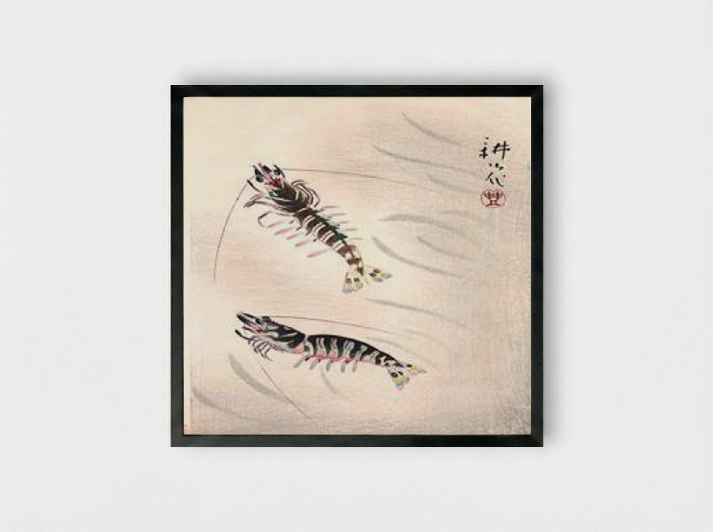 Two Prawns - Yamamura Toyonari - Framed Print Black
