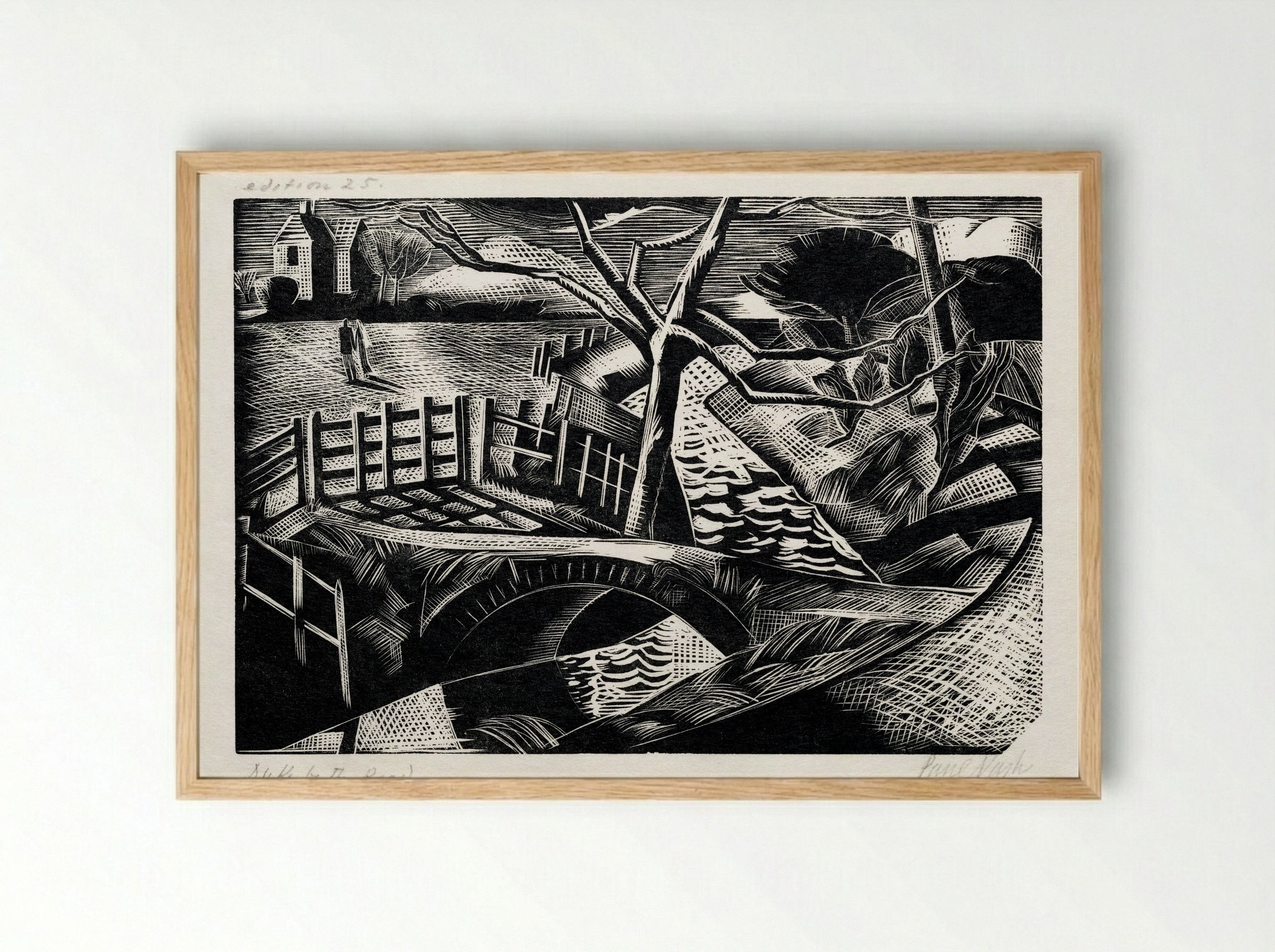 Dyke by the Road - Paul Nash - Framed Print Wood