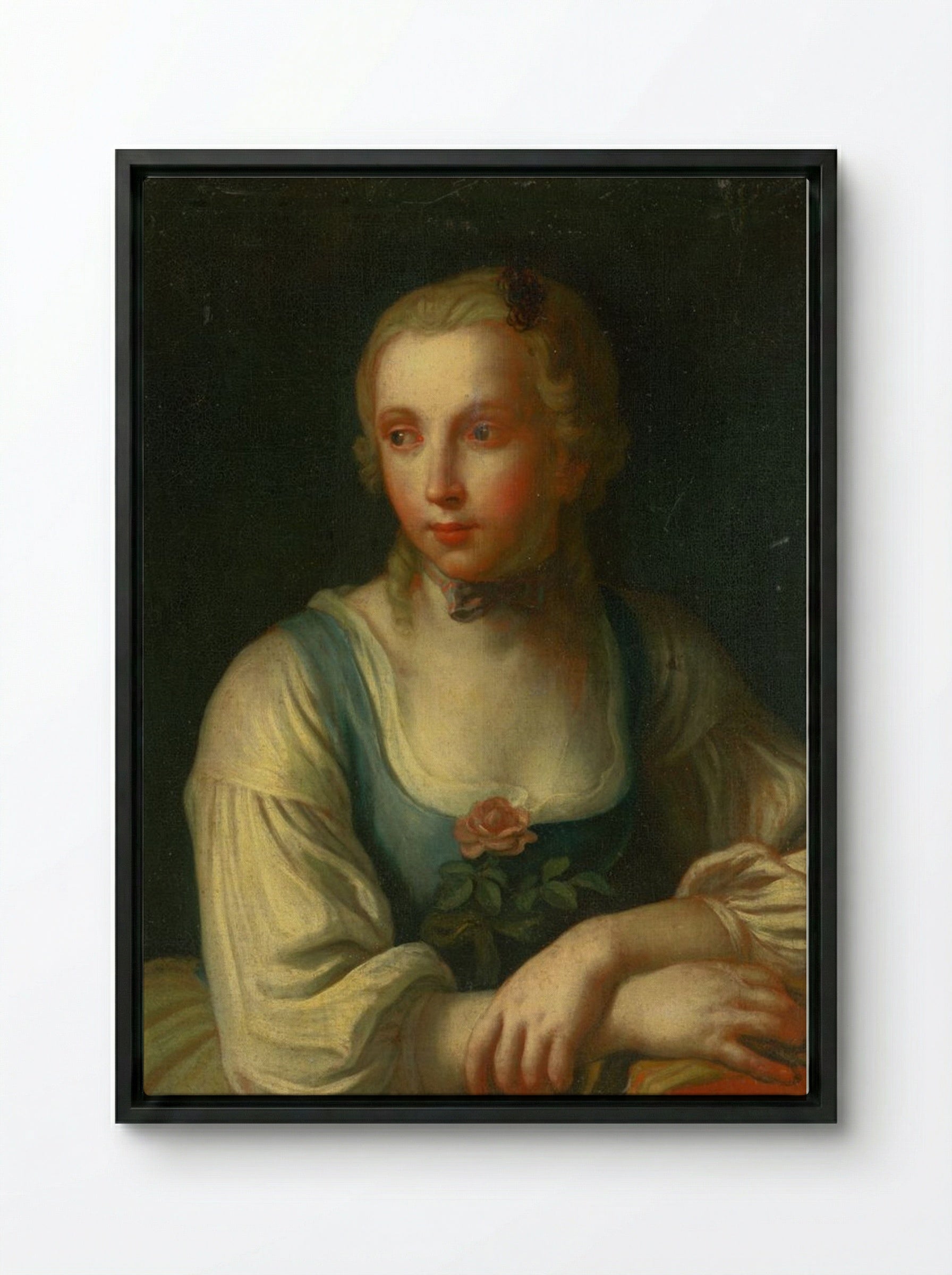 Portrait of a Girl - Fine Art Print - Framed Canvas Black