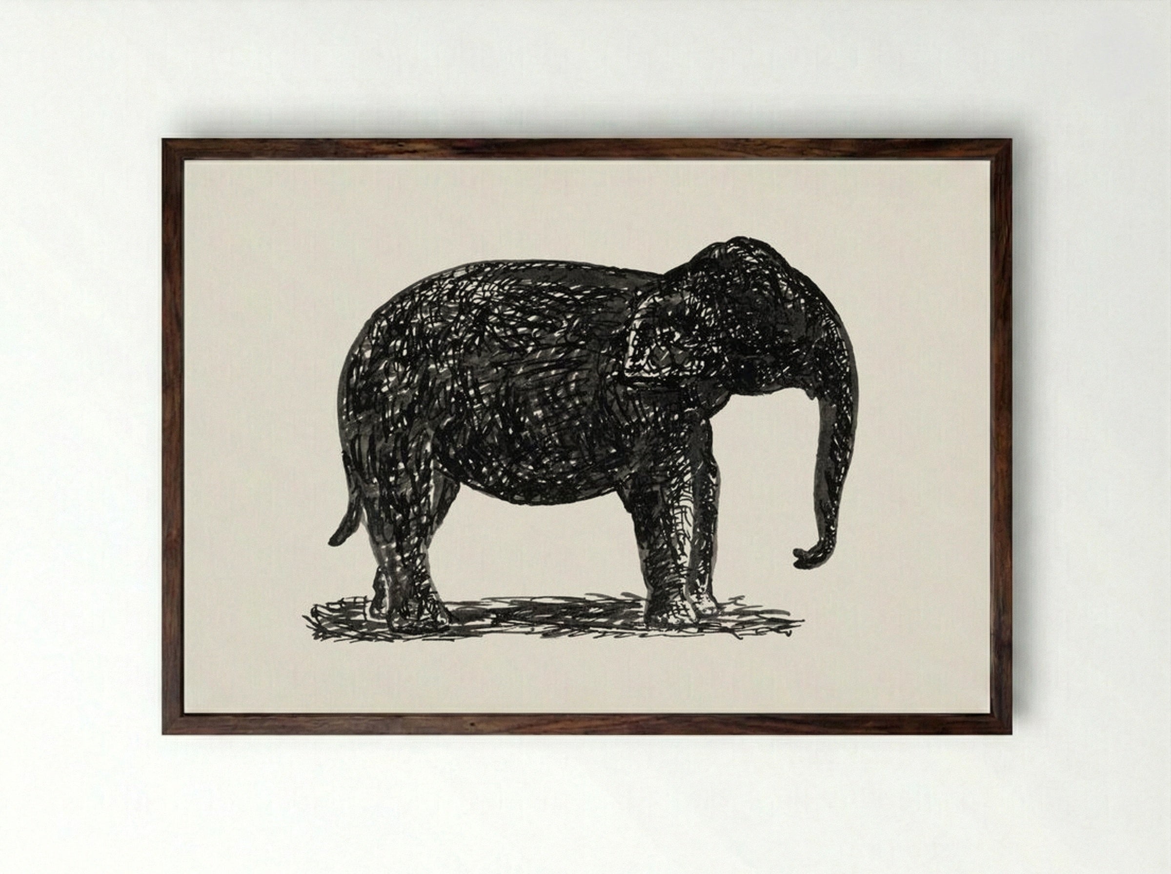 Elephant - Leo Gestel - Framed Print Dark Wood
