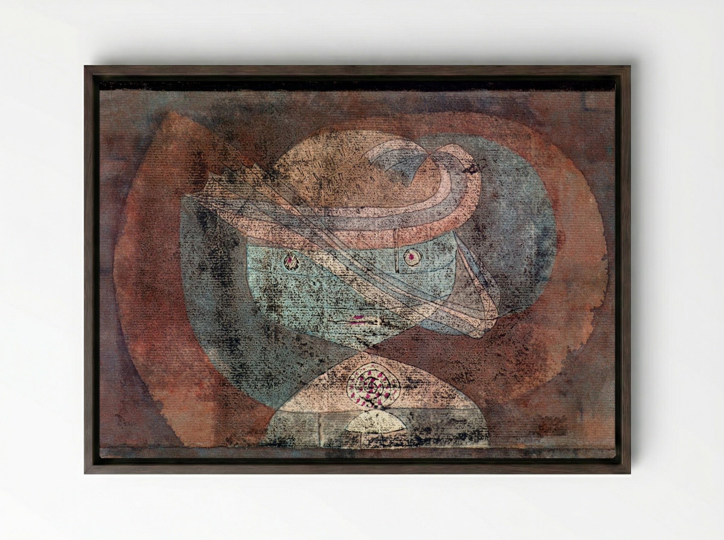 Movement around a Child - Paul Klee - Framed Canvas Dark Wood