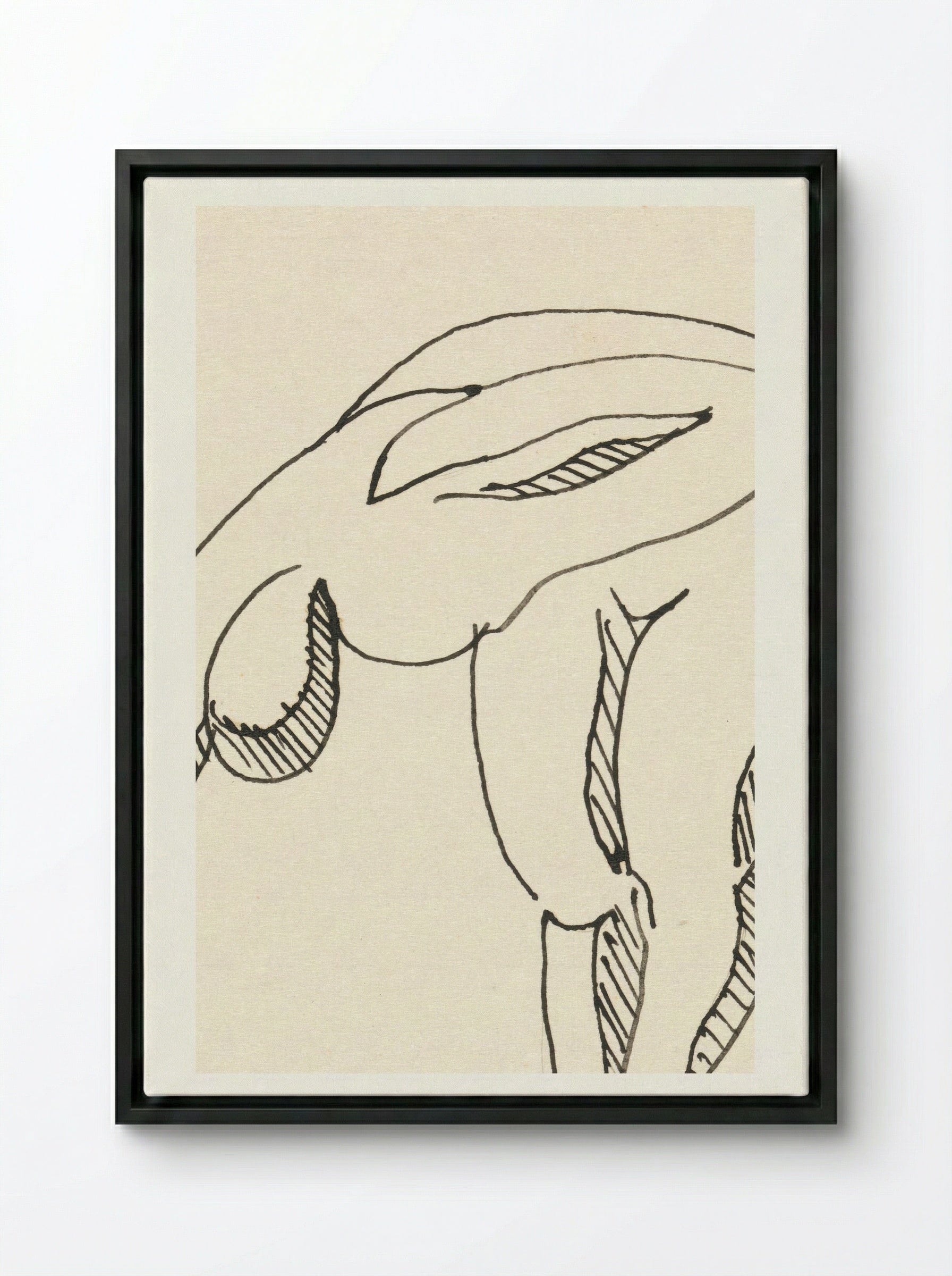 Study of a Bowing Figure - Egon Schiele - Framed Canvas Black