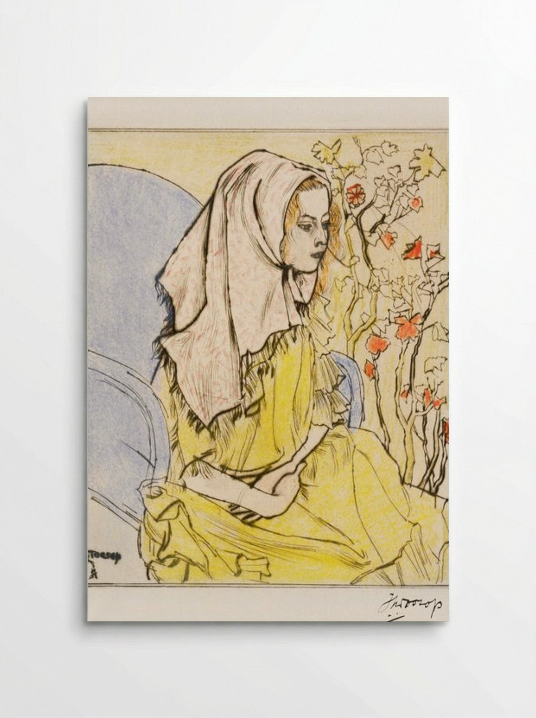 Charley Toorop with a Headscarf in an Armchair - Jan Toorop - Poster