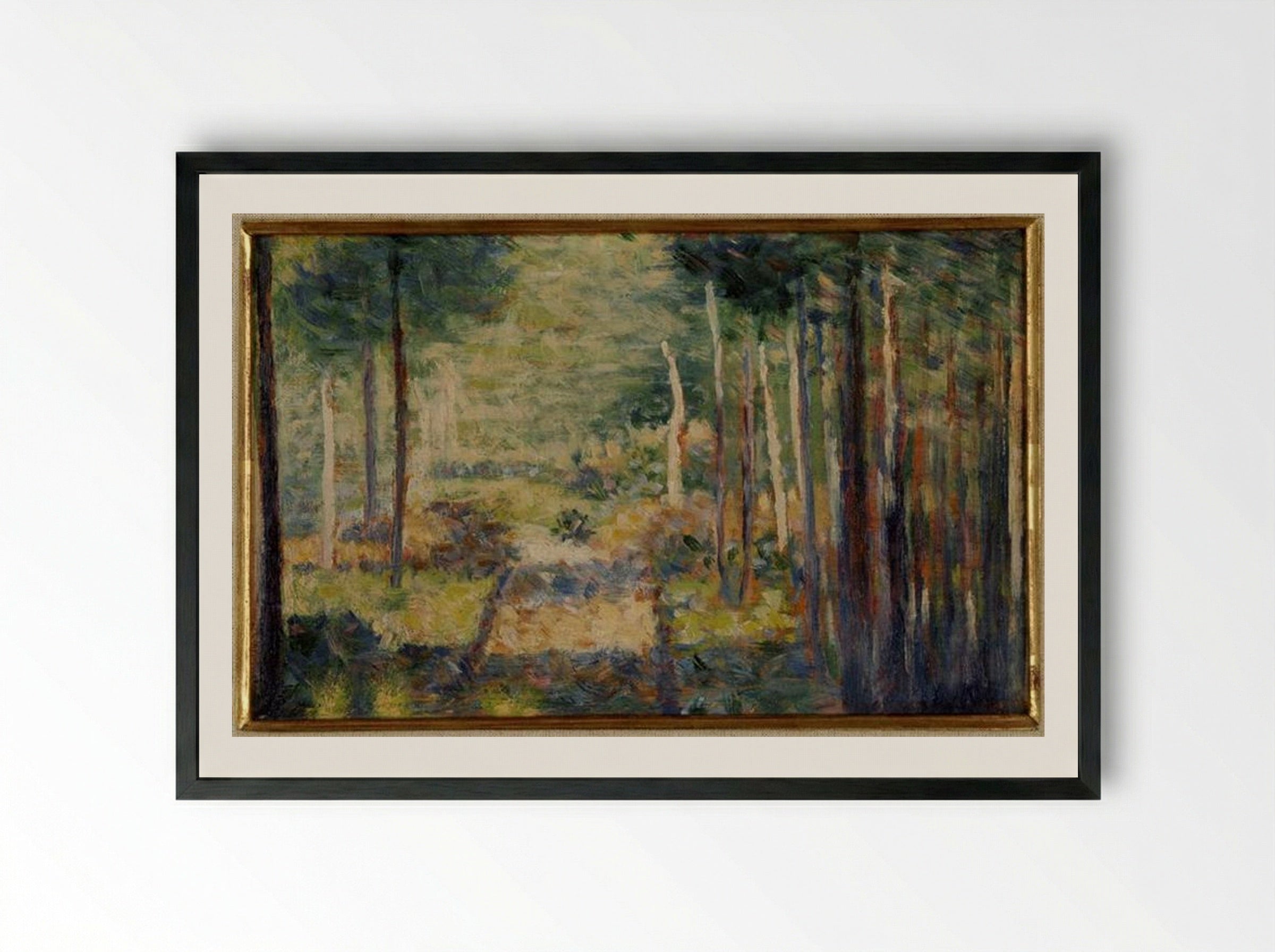 Alley in the Forest, Barbizon - Georges Seurat - Framed Print Black
