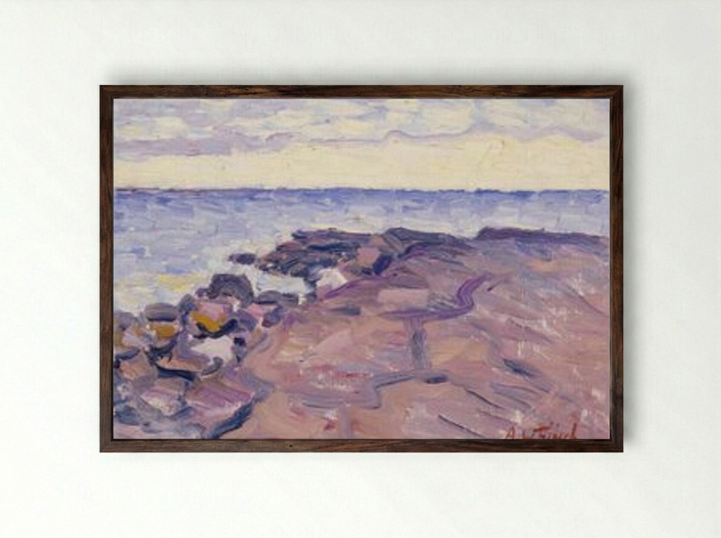 Rantakallioita (Rocky Shore) - Alfred William Finch - Framed Print Dark Wood