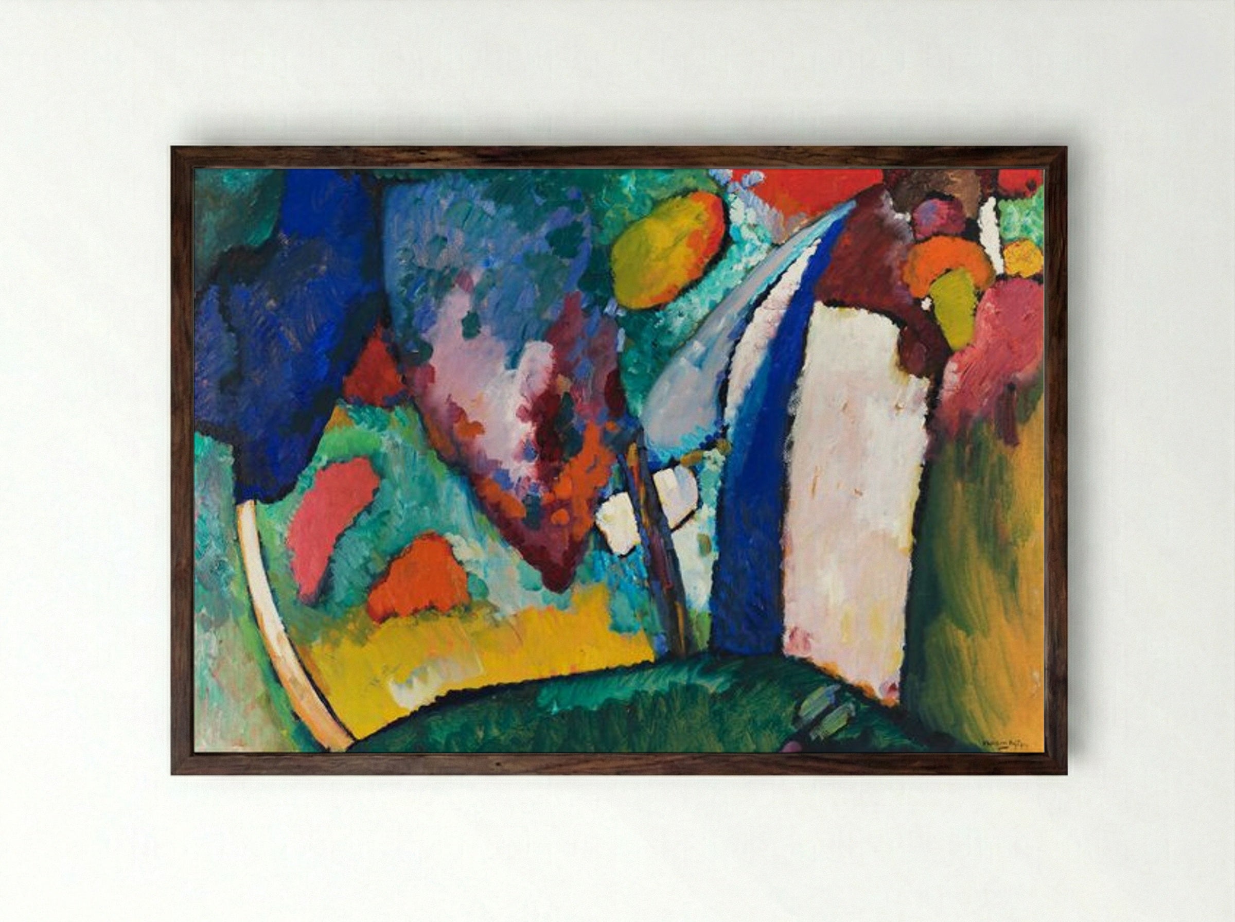 The Waterfall - Wassily Kandinsky - Framed Print Dark Wood