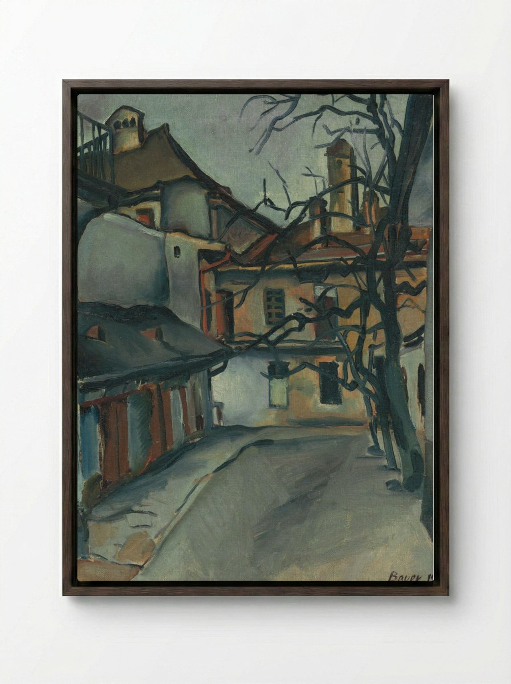 From Old Kosice - Konstantin Bauer - Framed Canvas Dark Wood