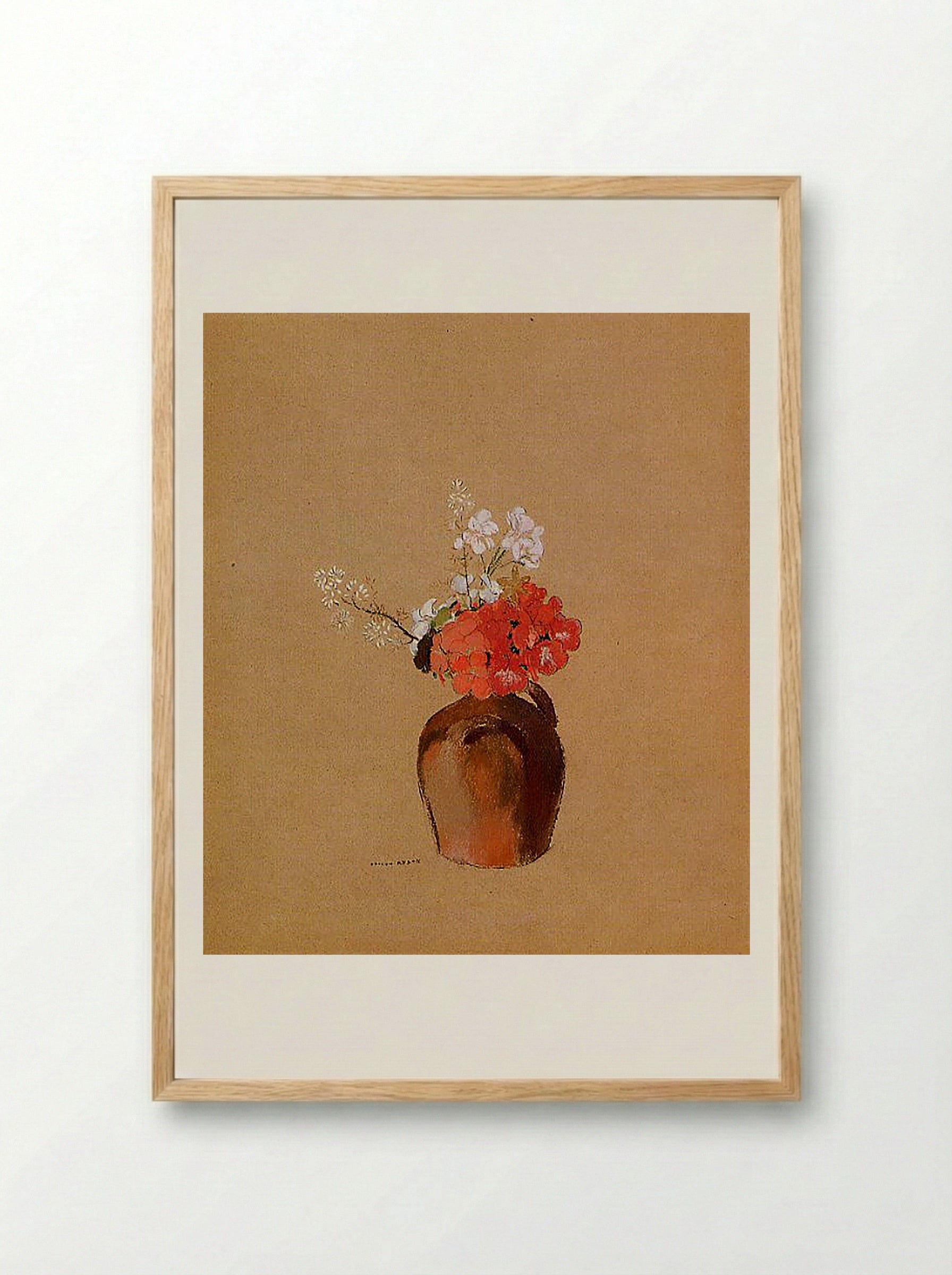 Flowers in a Pot - Odilon Redon - Framed Print Wood