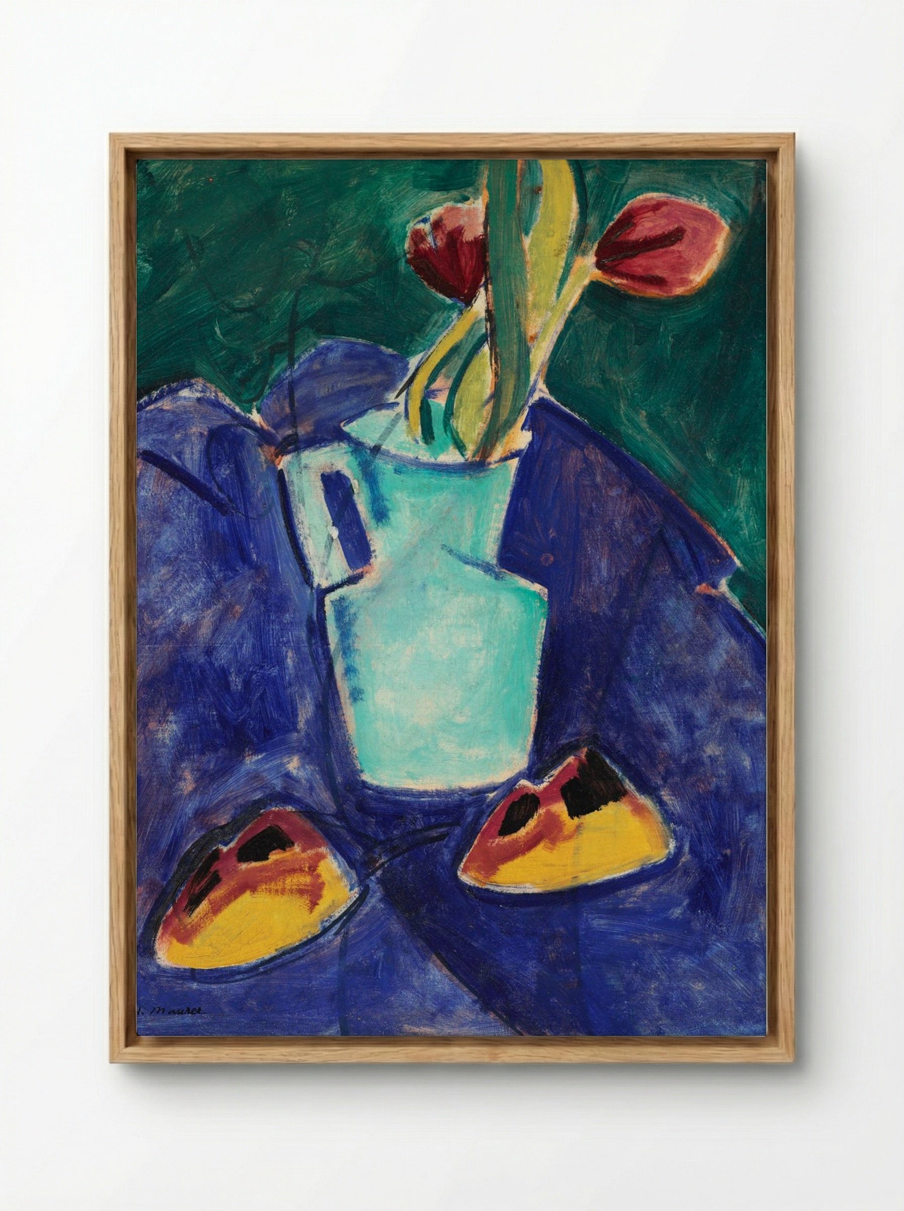 Tulips in a Green Vase - Alfred Henry Maurer - Framed Canvas Wood