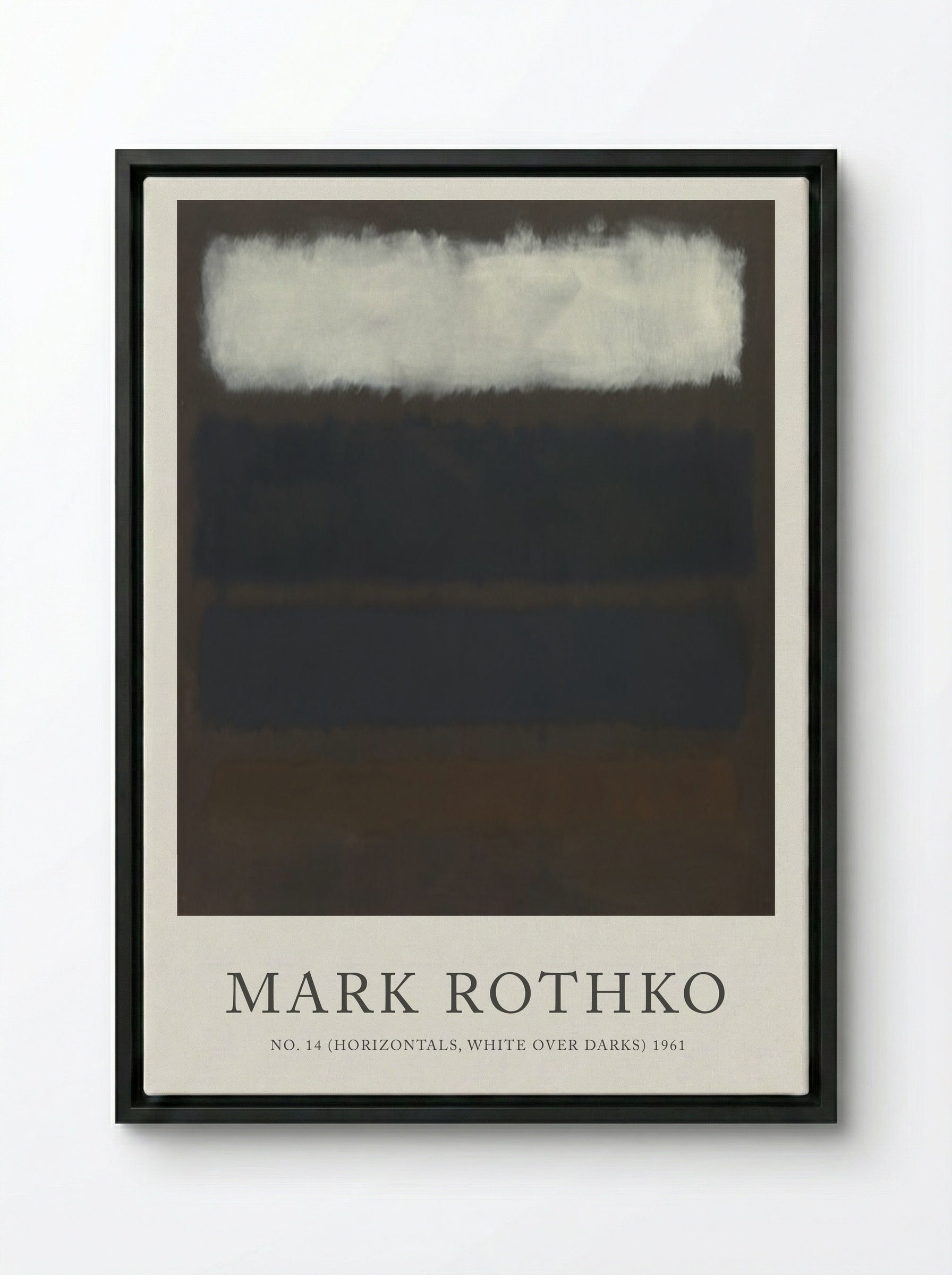 No. 14 (Horizontals, White Over Darks) - Mark Rothko - Framed Canvas Black