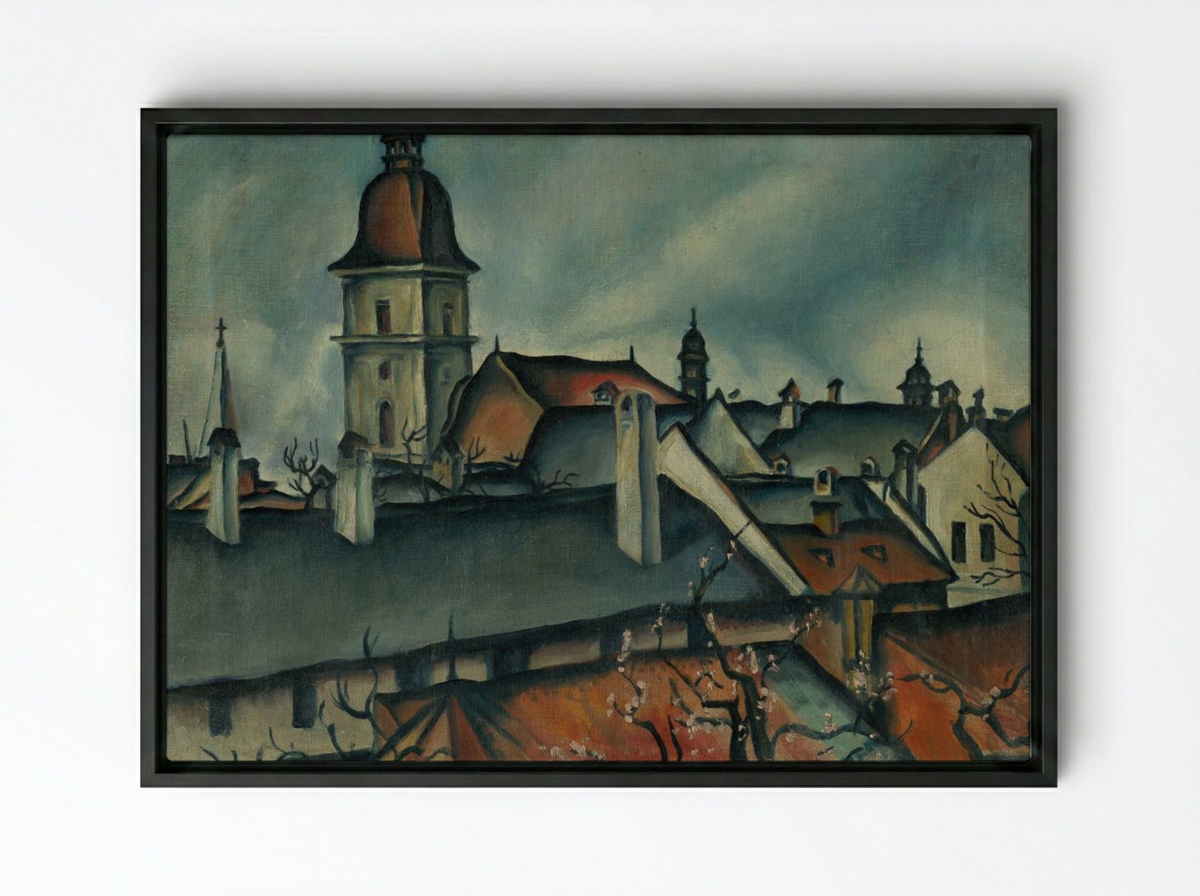 View of Kőszeg - Konstantin Bauer - Framed Canvas Black