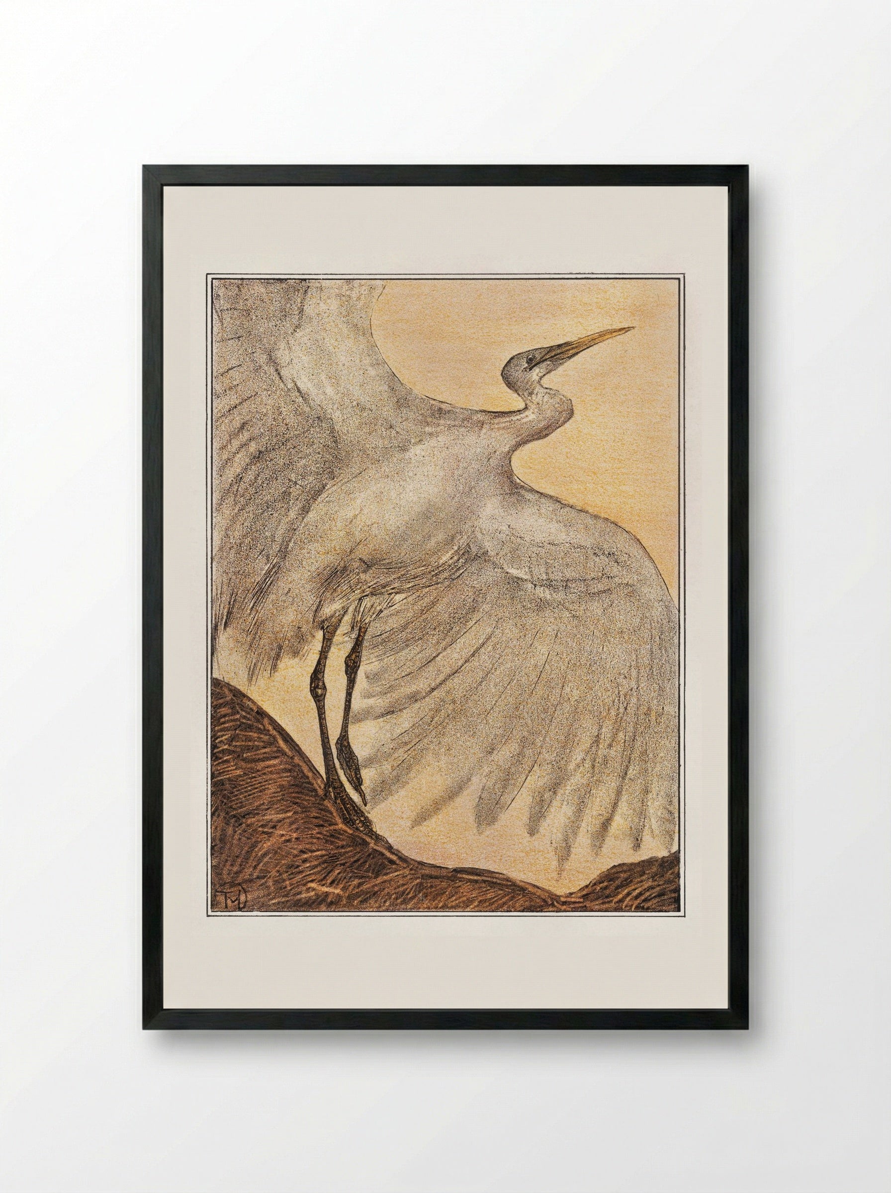 Zilverreiger (Heron) - Theo van Hoytema - Framed Print Black