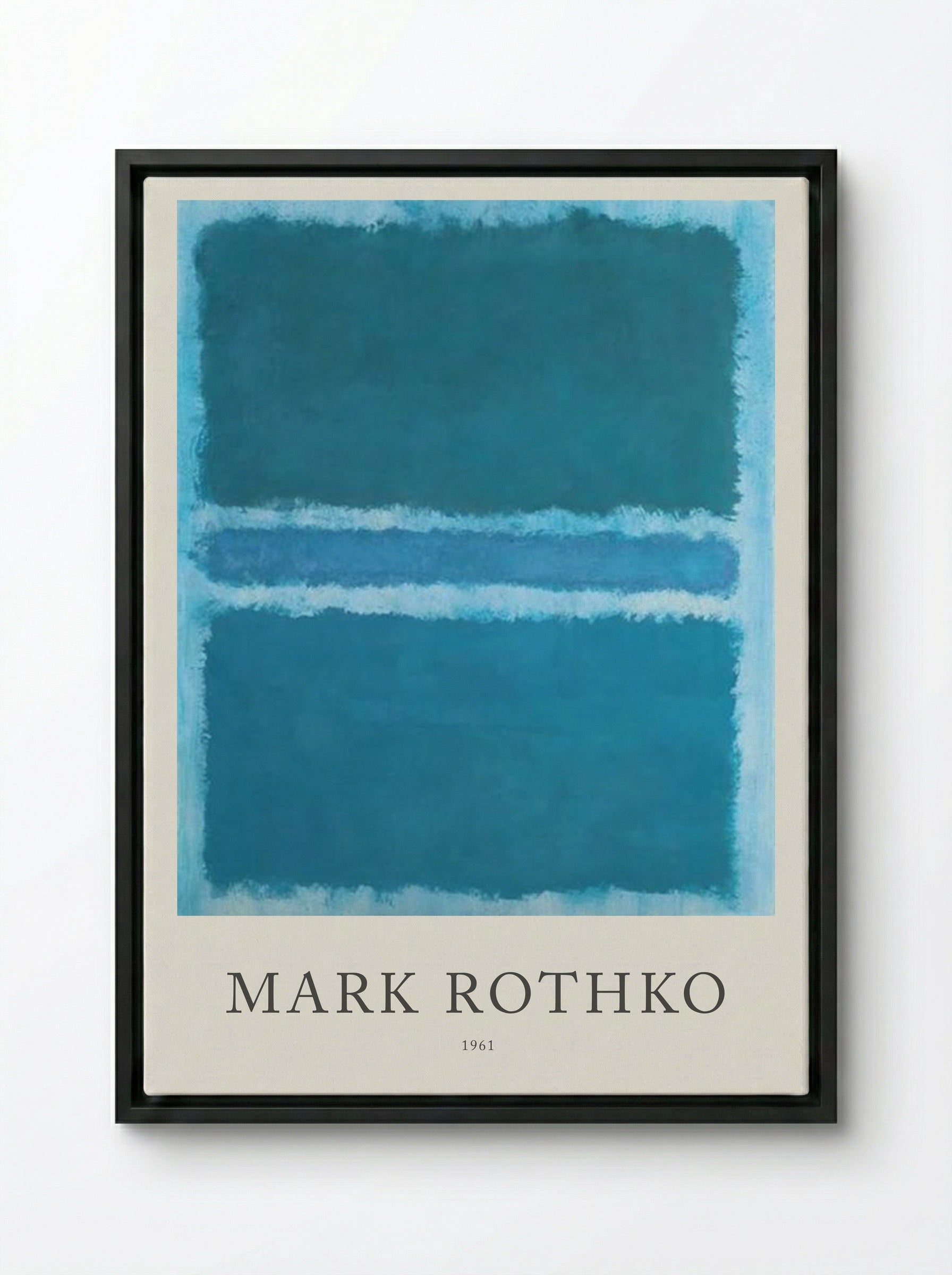 Untitled (Blue, Teal and Light Blue) - Mark Rothko - Framed Canvas Black